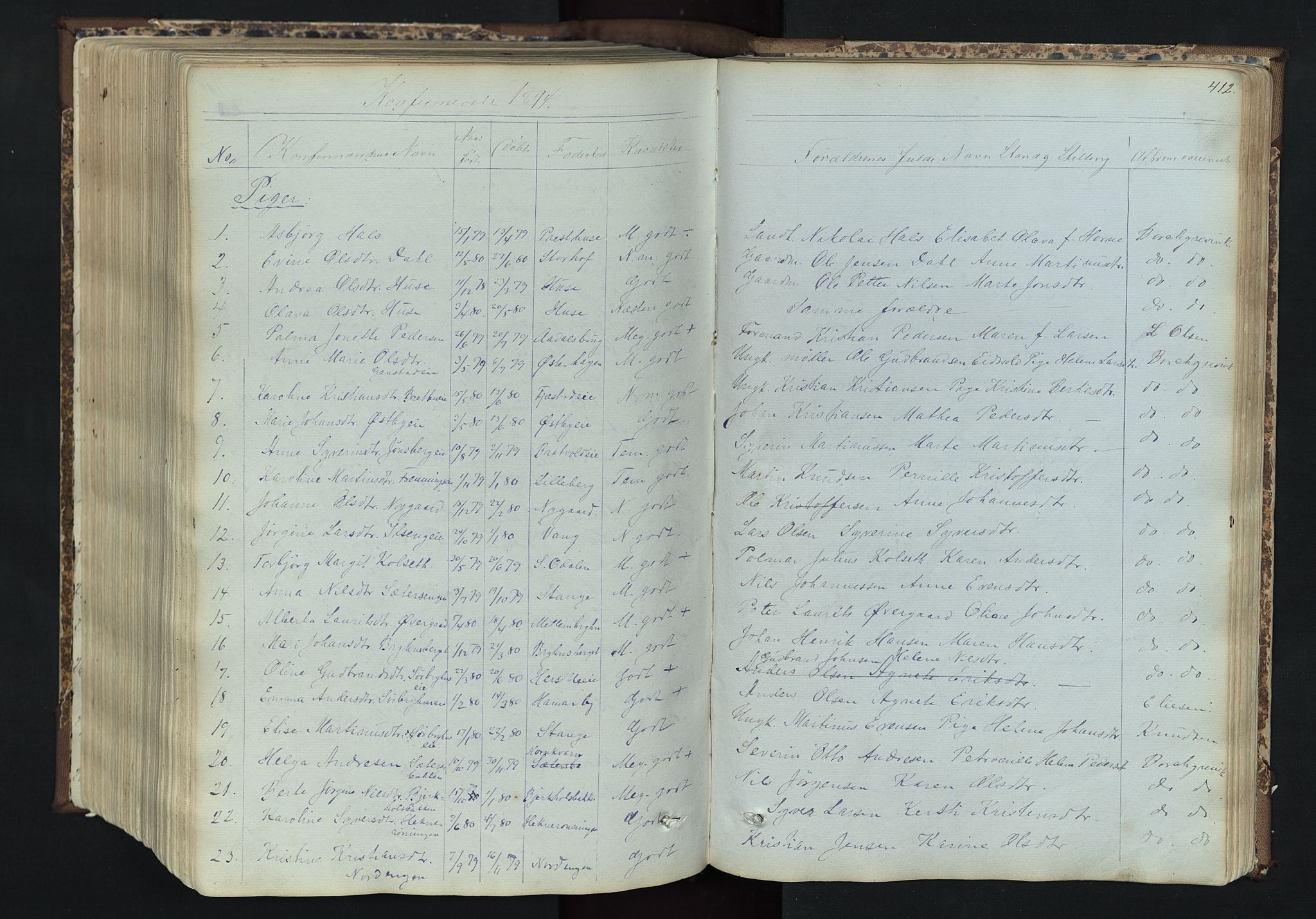 Romedal prestekontor, AV/SAH-PREST-004/L/L0011: Parish register (copy) no. 11, 1867-1895, p. 412