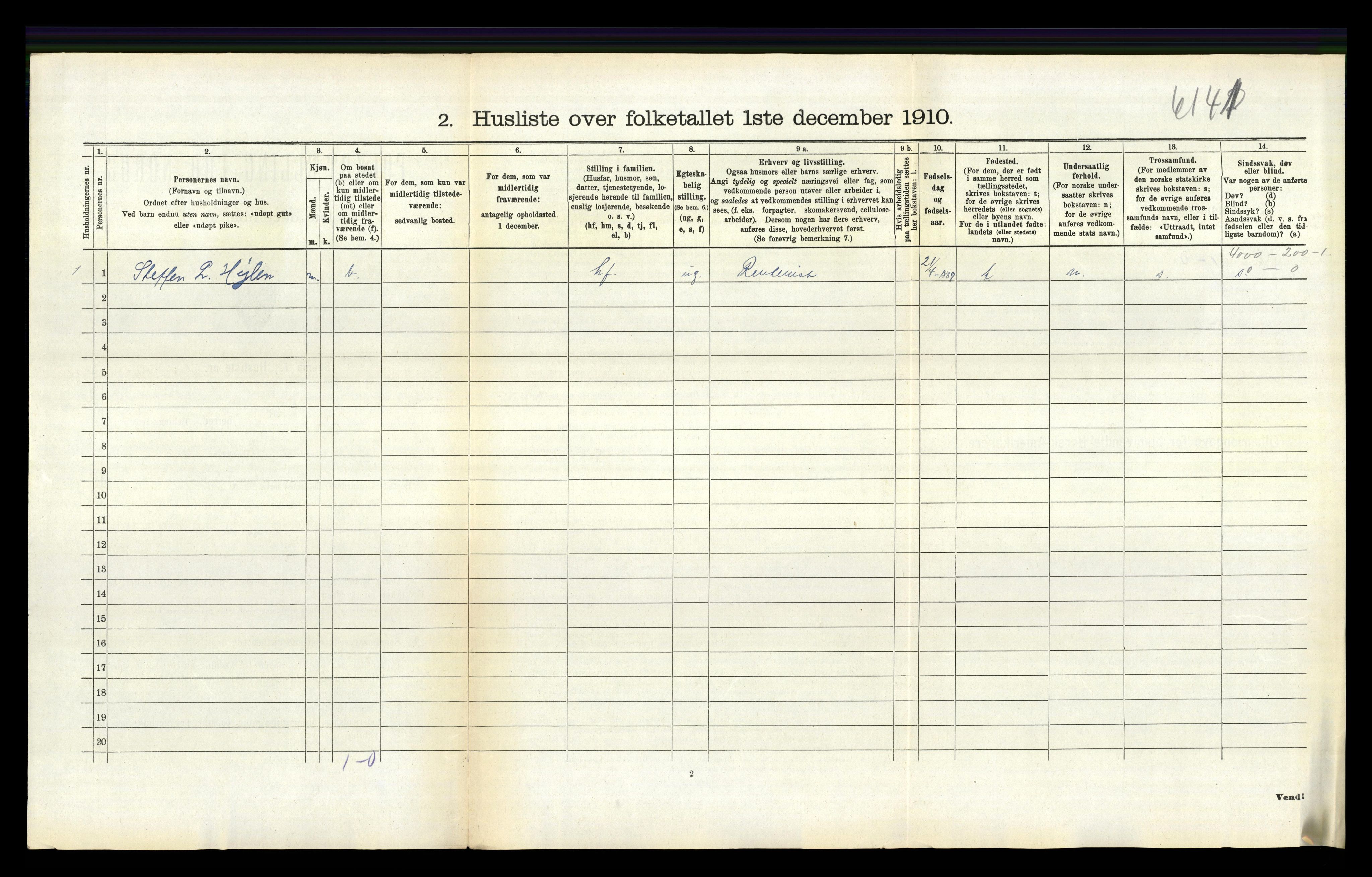 RA, 1910 census for Sand, 1910, p. 158