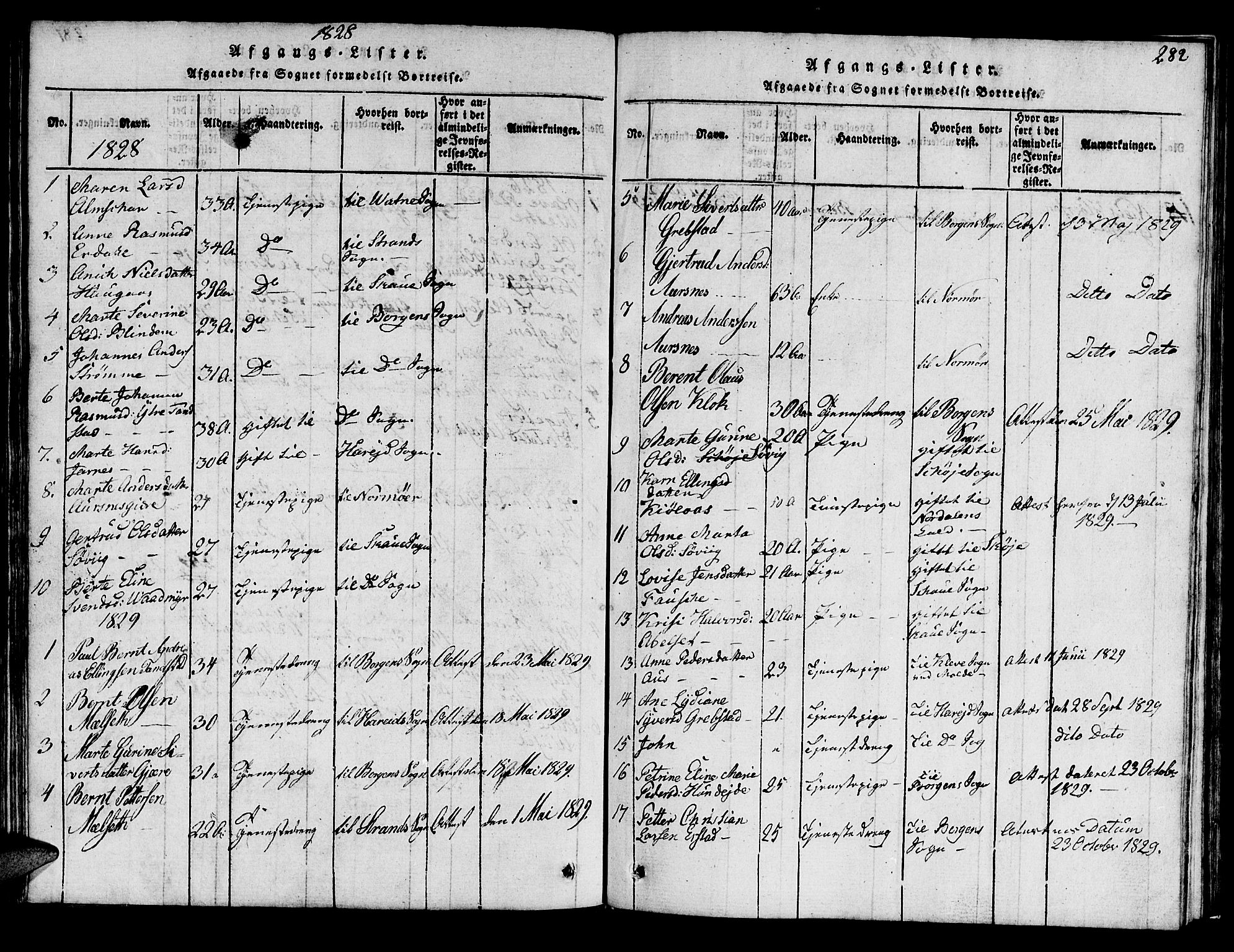 Ministerialprotokoller, klokkerbøker og fødselsregistre - Møre og Romsdal, AV/SAT-A-1454/522/L0322: Parish register (copy) no. 522C01, 1816-1830, p. 282