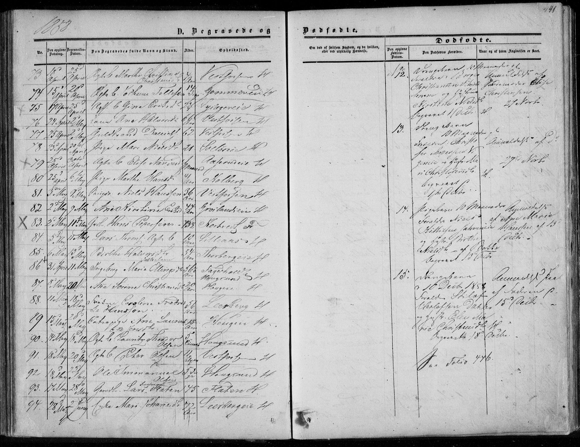 Eiker kirkebøker, AV/SAKO-A-4/F/Fa/L0015b: Parish register (official) no. I 15B, 1854-1860, p. 441