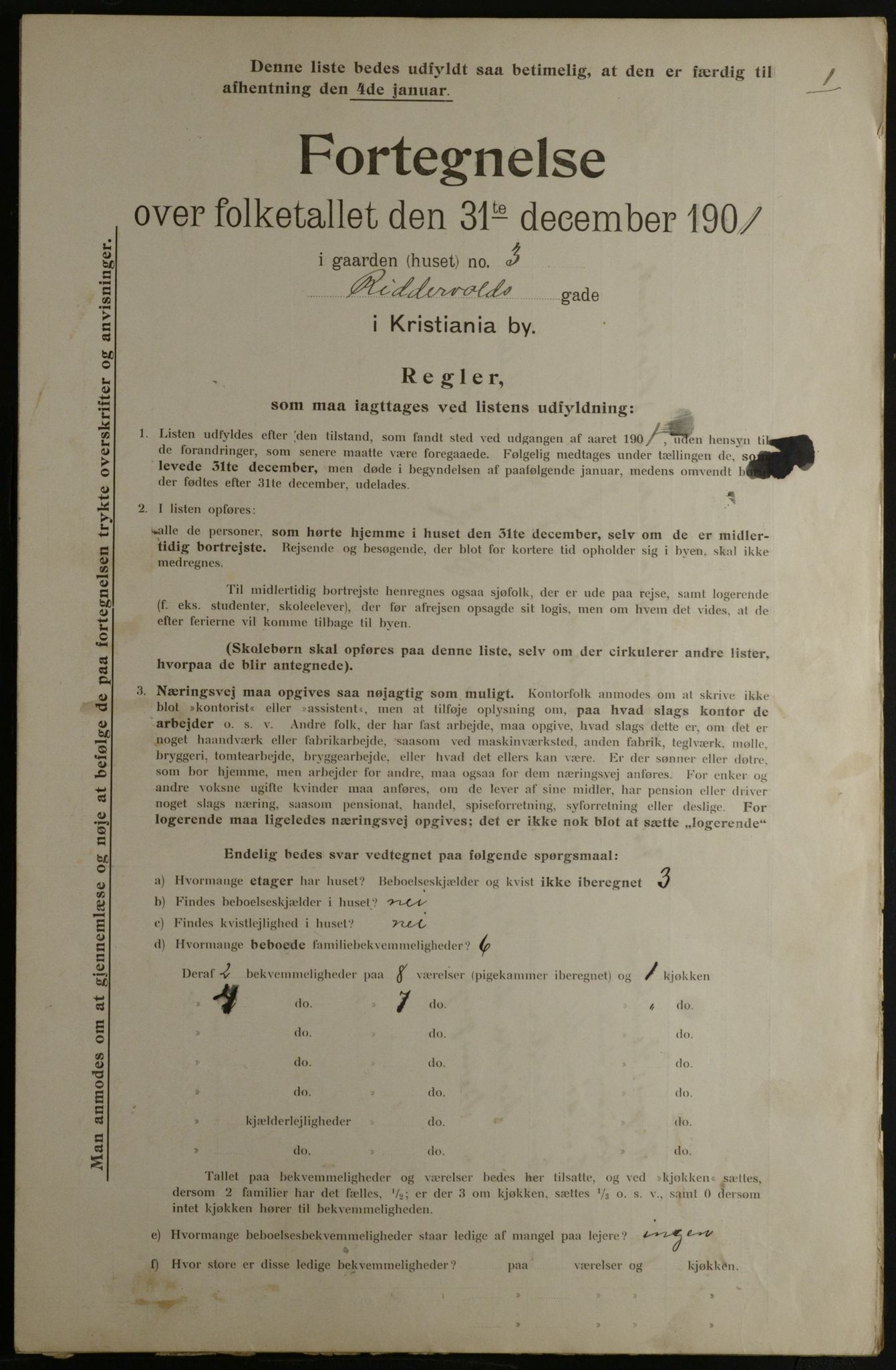 OBA, Municipal Census 1901 for Kristiania, 1901, p. 12740