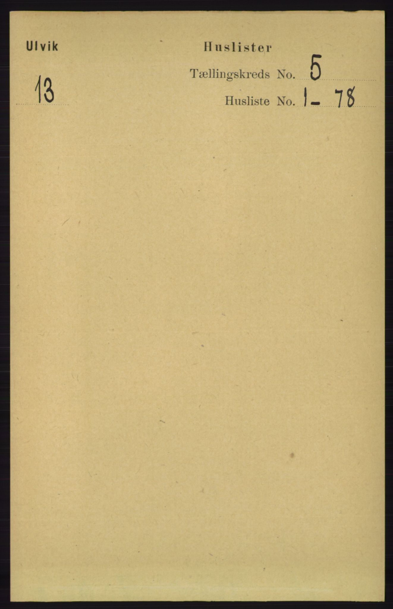RA, 1891 census for 1233 Ulvik, 1891, p. 1322