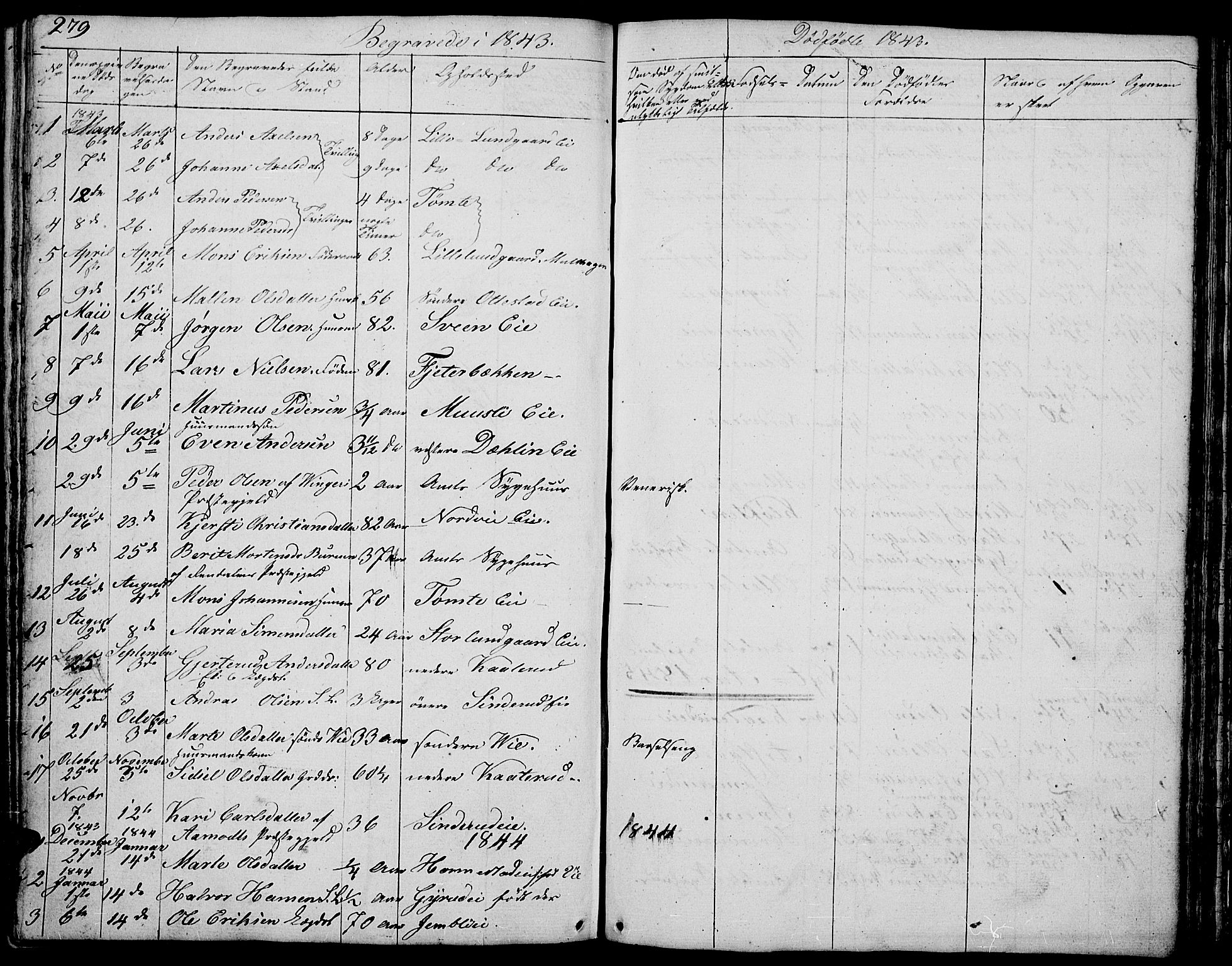 Stange prestekontor, AV/SAH-PREST-002/L/L0002: Parish register (copy) no. 2, 1838-1879, p. 279