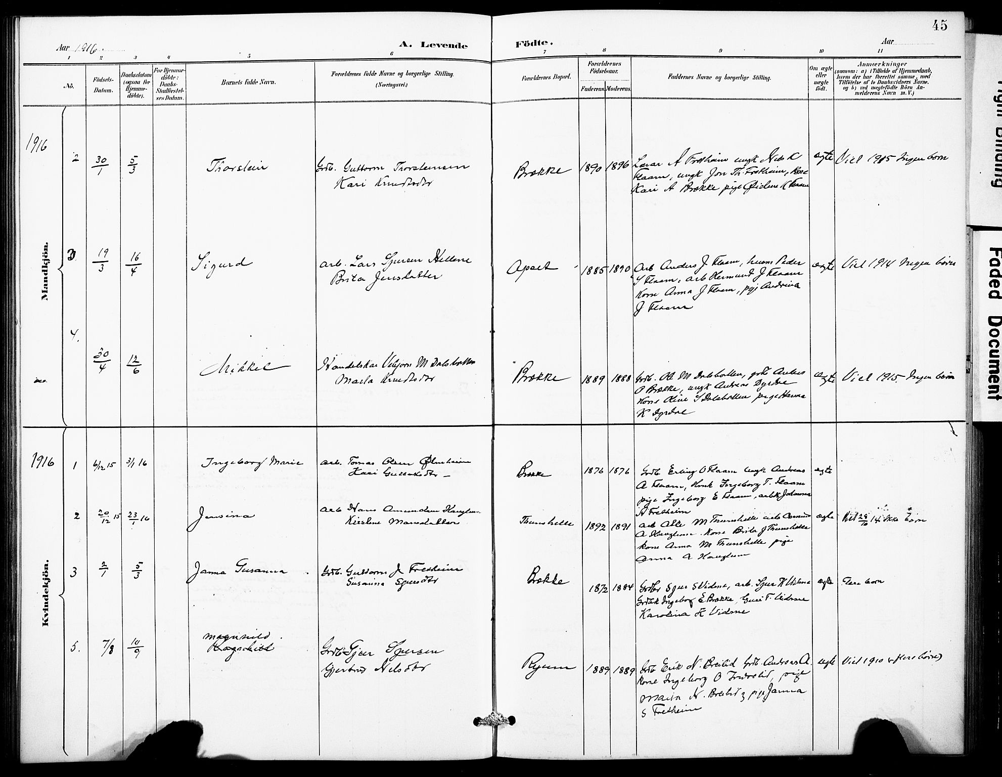 Aurland sokneprestembete, SAB/A-99937/H/Hb/Hbb/L0002: Parish register (copy) no. B 2, 1887-1929, p. 45