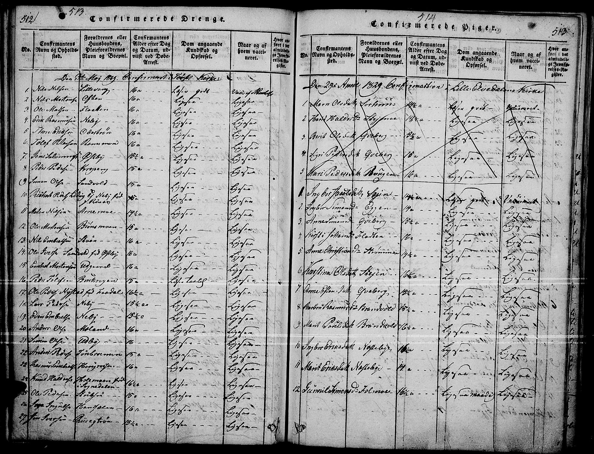 Tynset prestekontor, SAH/PREST-058/H/Ha/Haa/L0018: Parish register (official) no. 18, 1815-1829, p. 512-513