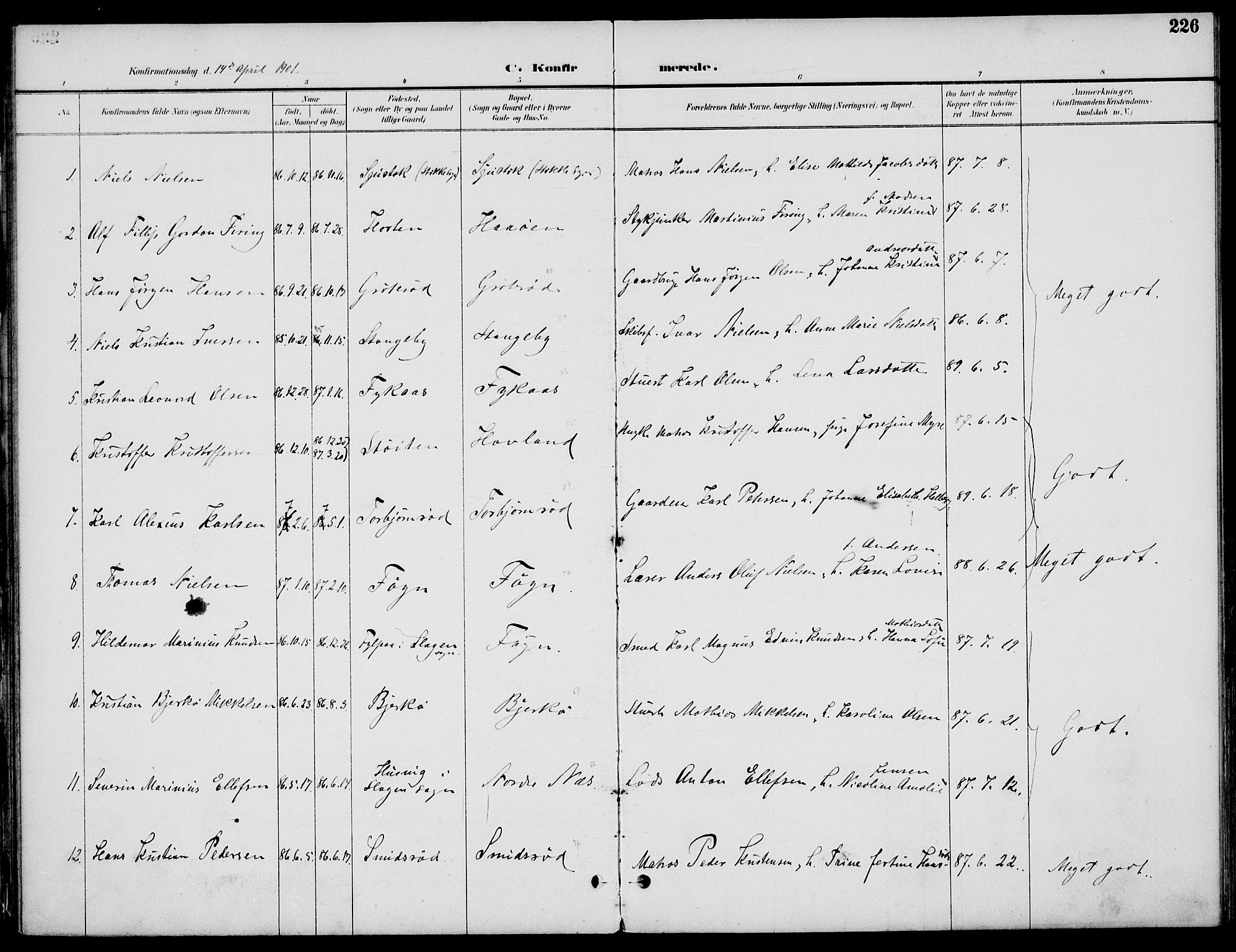 Nøtterøy kirkebøker, AV/SAKO-A-354/F/Fa/L0009: Parish register (official) no. I 9, 1894-1907, p. 226