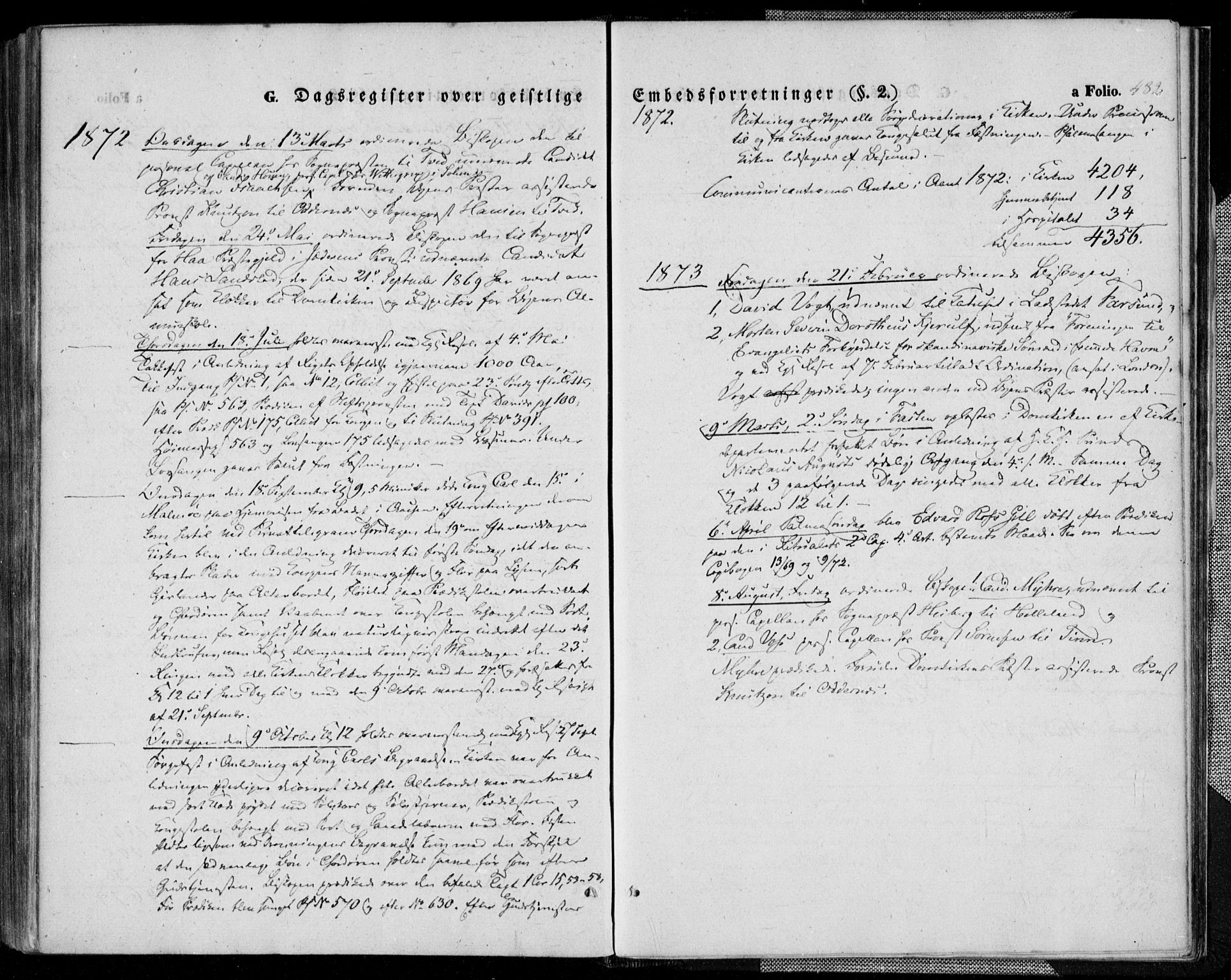 Kristiansand domprosti, SAK/1112-0006/F/Fa/L0013: Parish register (official) no. A 13, 1842-1851, p. 482