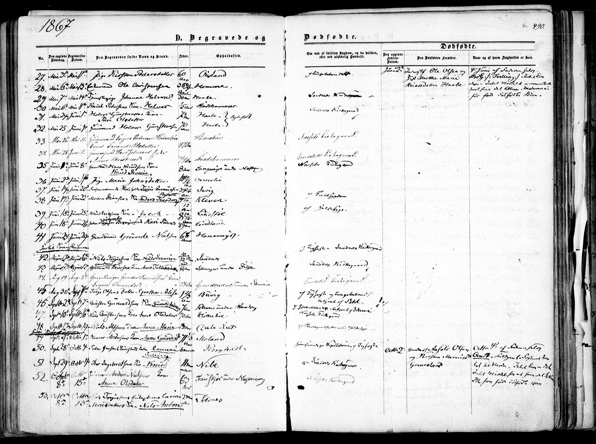 Søndeled sokneprestkontor, SAK/1111-0038/F/Fa/L0003: Parish register (official) no. A 3, 1861-1879, p. 490
