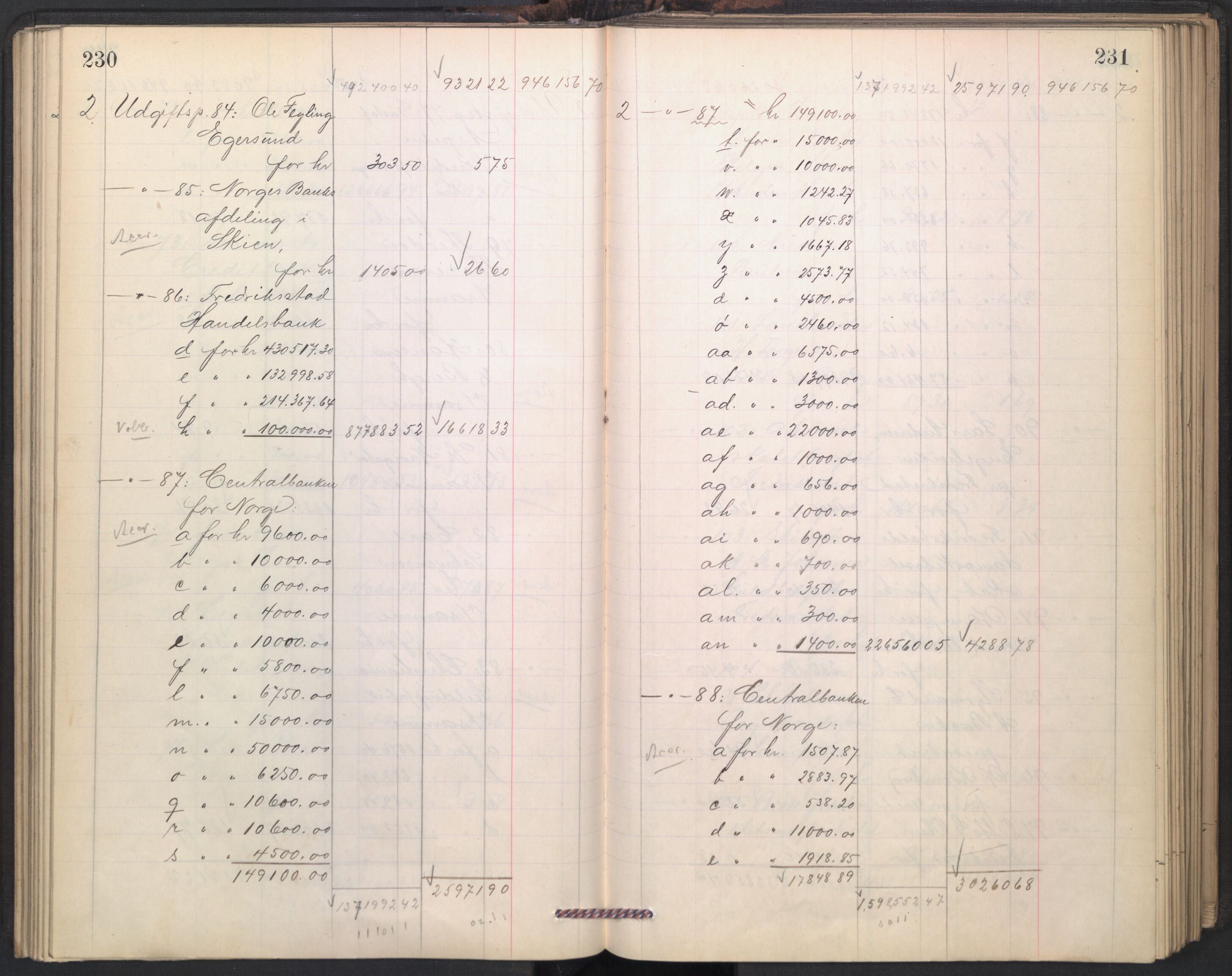 Oslo skifterett, AV/SAO-A-10383/H/Hd/Hdd/L0004: Skifteutlodningsprotokoll for konkursbo, 1906-1915, p. 230-231