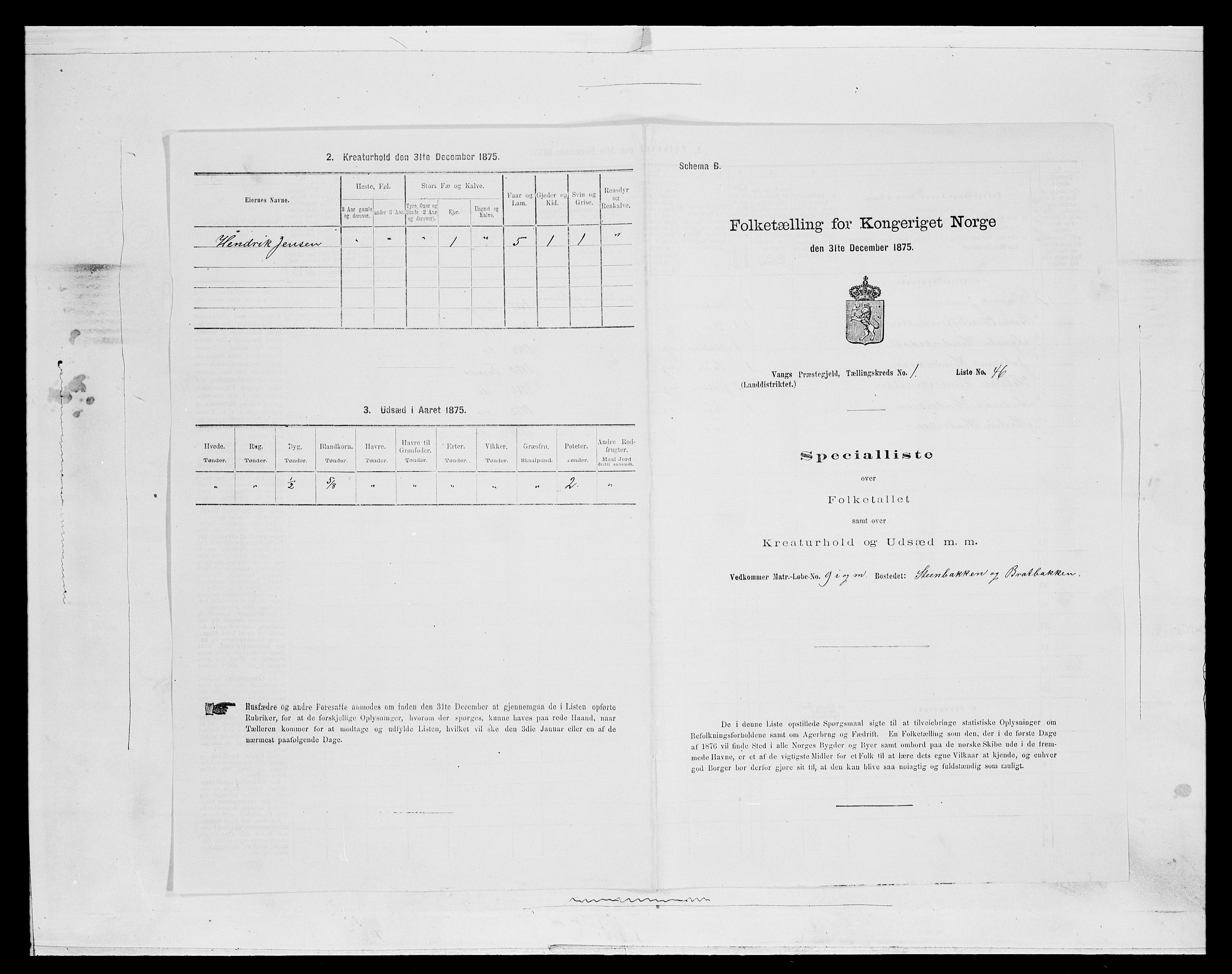 SAH, 1875 census for 0414L Vang/Vang og Furnes, 1875, p. 256