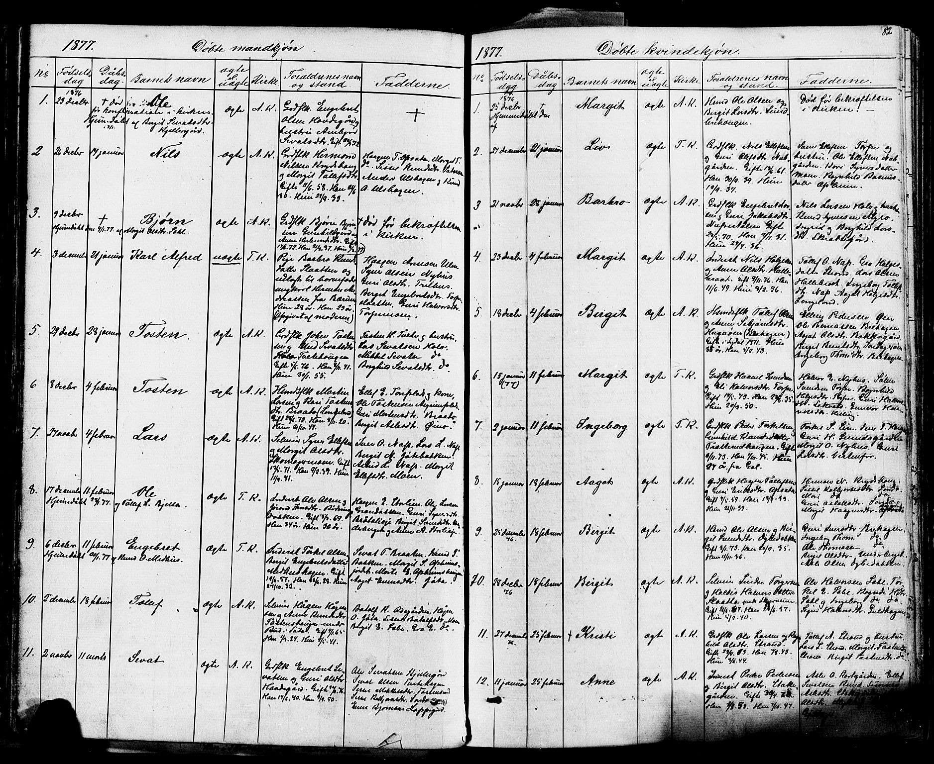 Ål kirkebøker, SAKO/A-249/F/Fa/L0007: Parish register (official) no. I 7, 1865-1881, p. 82