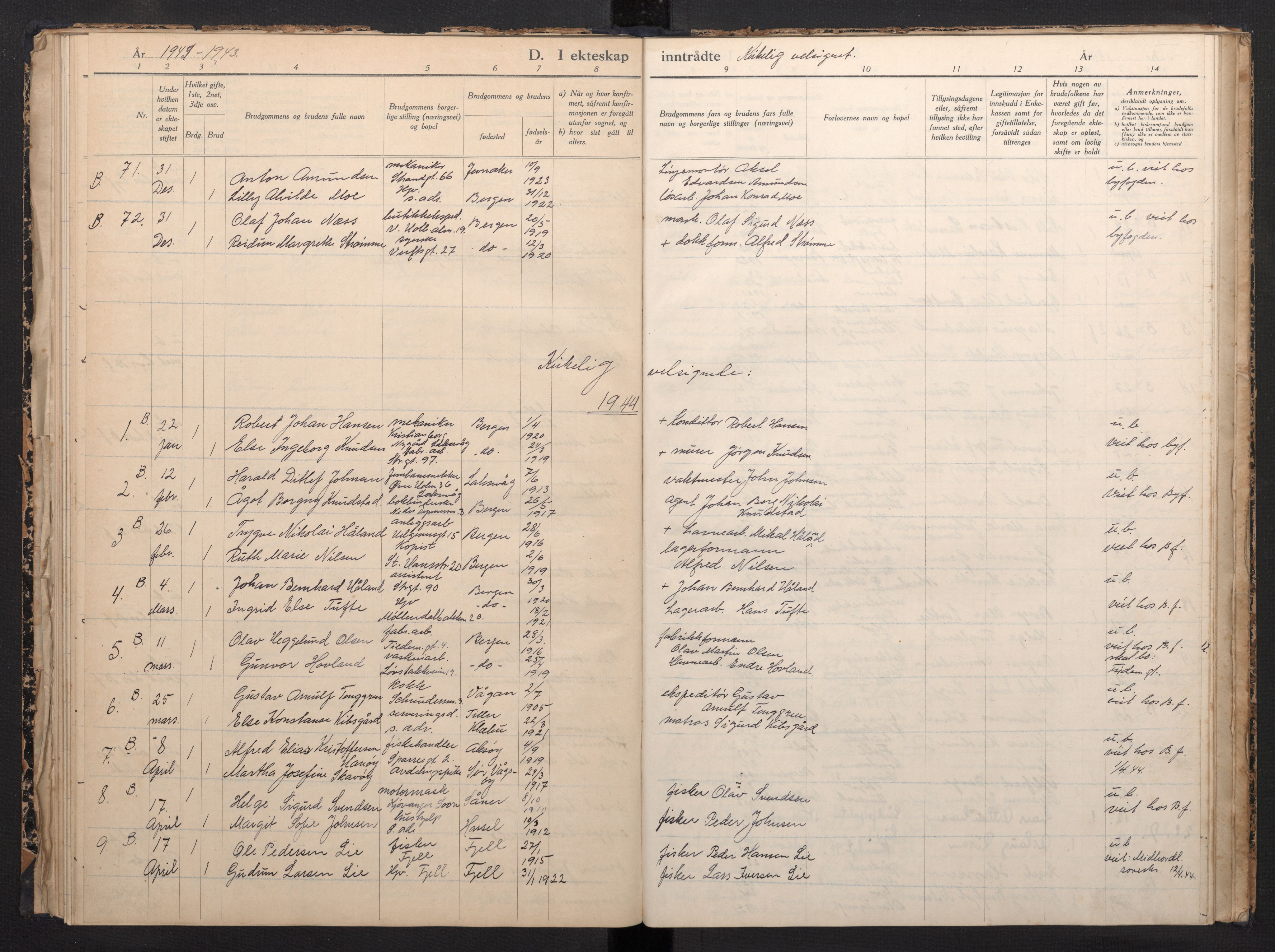 Nykirken Sokneprestembete, SAB/A-77101/H/Haa/L0013: Parish register (official) no. A 13, 1942-1953