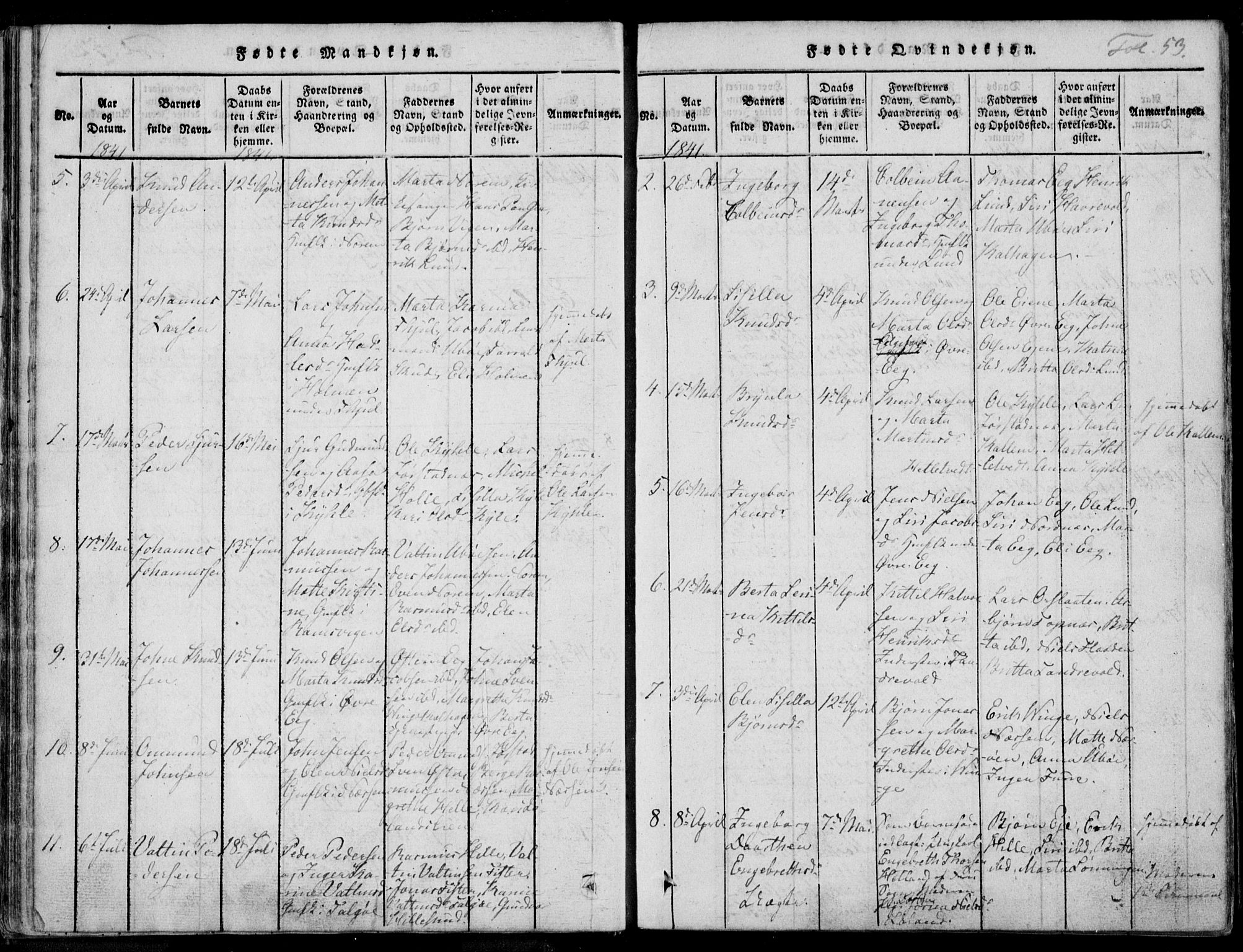 Nedstrand sokneprestkontor, SAST/A-101841/01/IV: Parish register (official) no. A 7, 1816-1870, p. 53