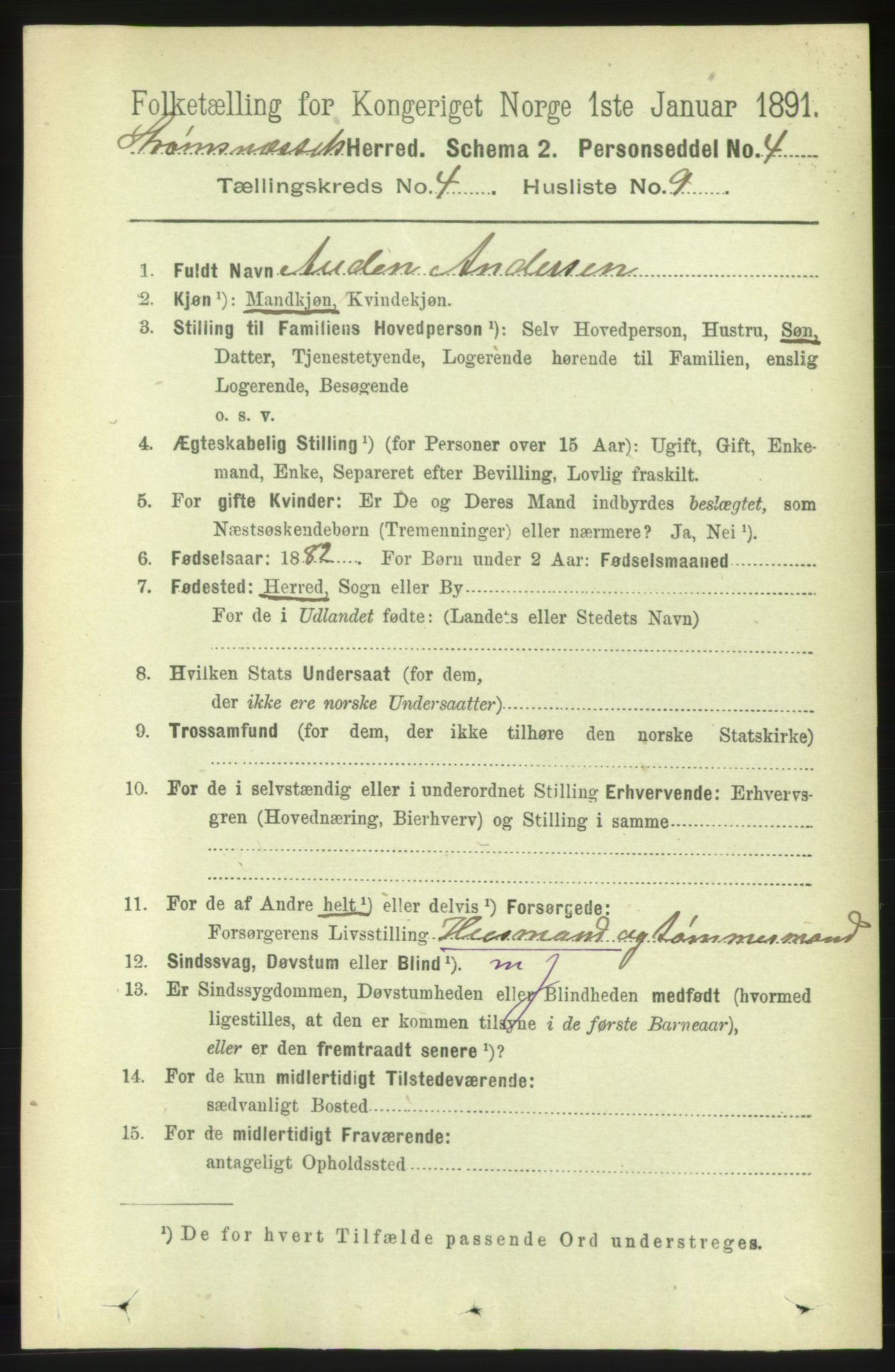 RA, 1891 census for 1559 Straumsnes, 1891, p. 810