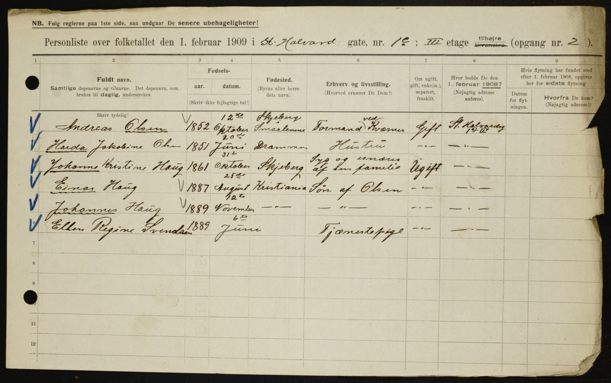 OBA, Municipal Census 1909 for Kristiania, 1909, p. 79486