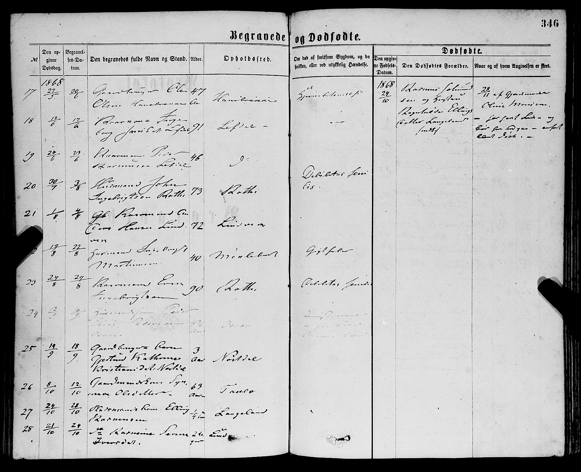 Eid sokneprestembete, AV/SAB-A-82301/H/Haa/Haaa/L0010: Parish register (official) no. A 10, 1867-1878, p. 346