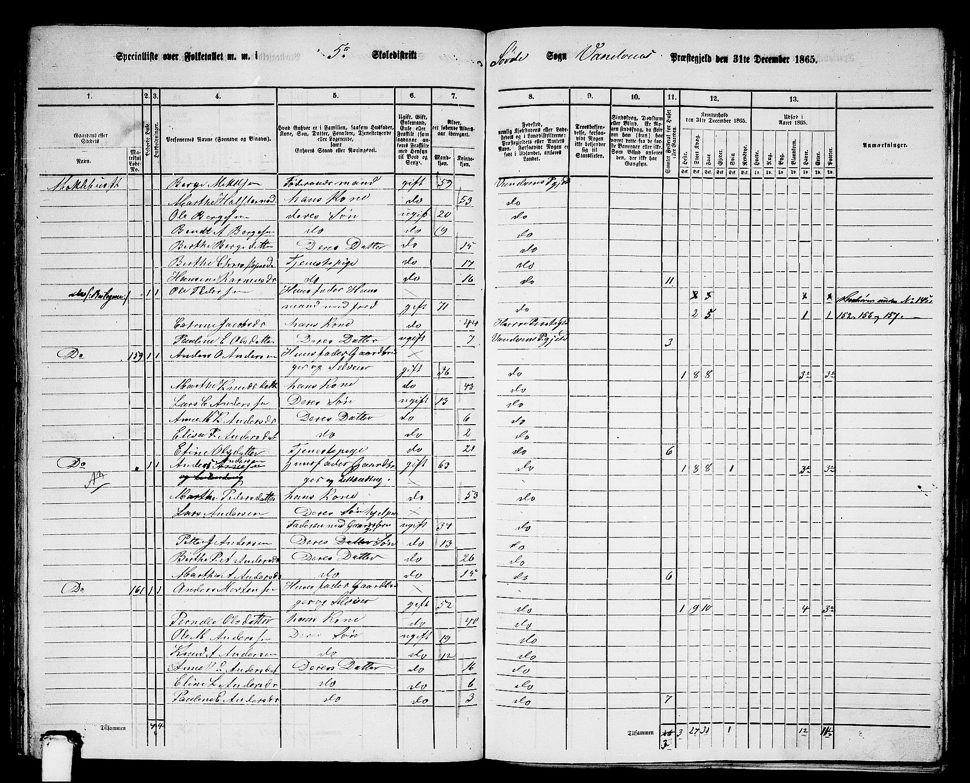 RA, 1865 census for Vanylven, 1865, p. 96