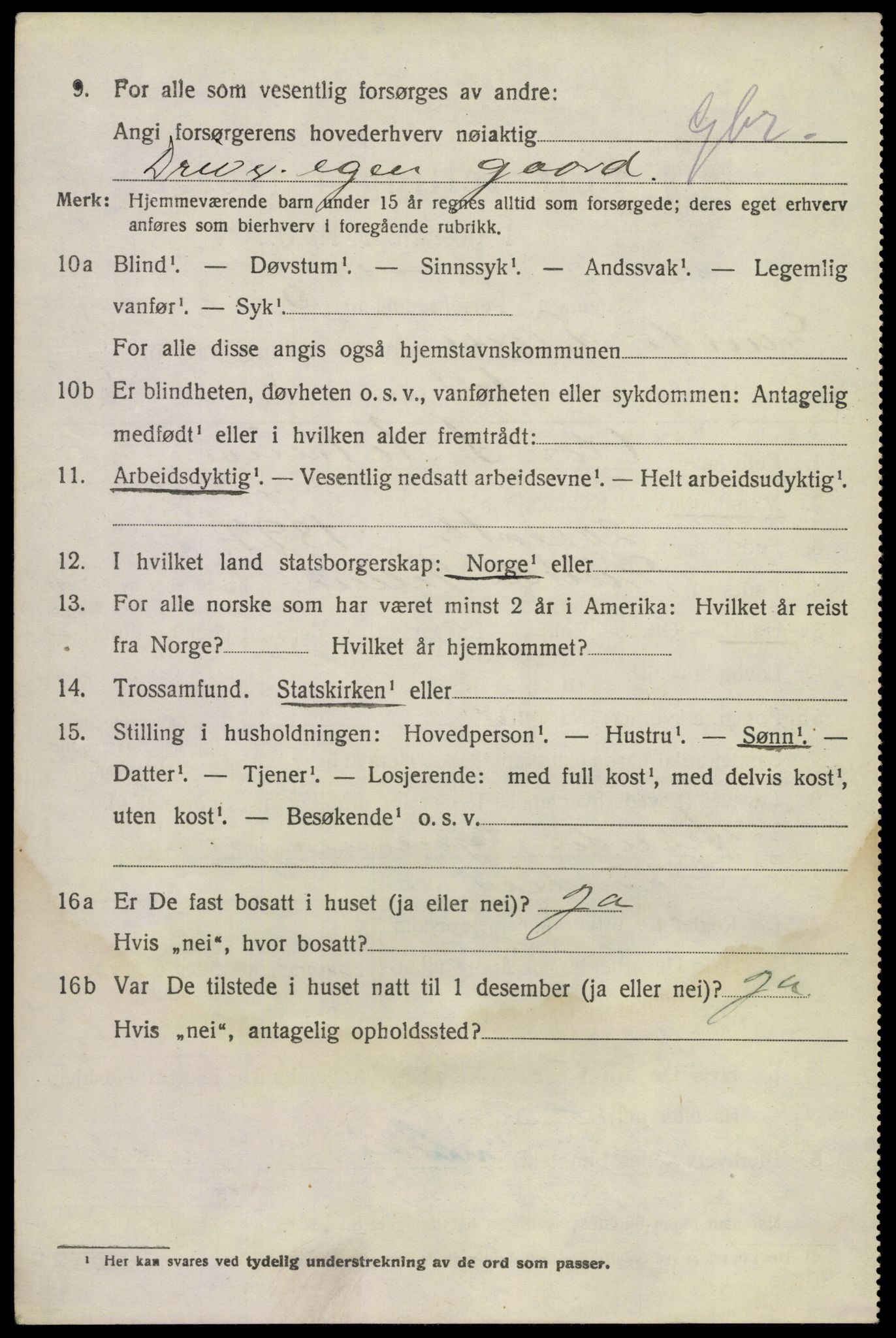 SAKO, 1920 census for Lunde, 1920, p. 2324