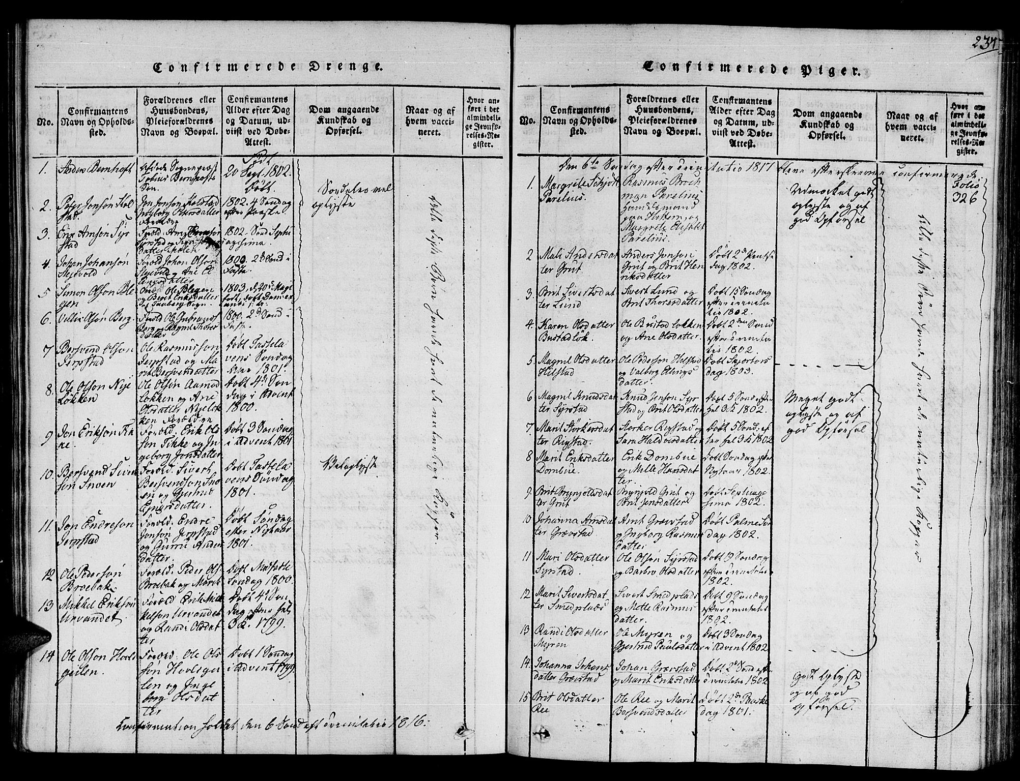 Ministerialprotokoller, klokkerbøker og fødselsregistre - Sør-Trøndelag, SAT/A-1456/672/L0853: Parish register (official) no. 672A06 /1, 1816-1829, p. 234