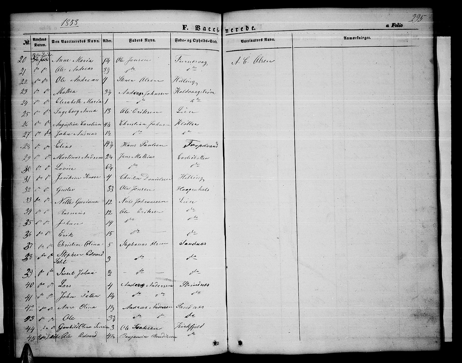 Ministerialprotokoller, klokkerbøker og fødselsregistre - Nordland, AV/SAT-A-1459/859/L0857: Parish register (copy) no. 859C03, 1854-1873, p. 295