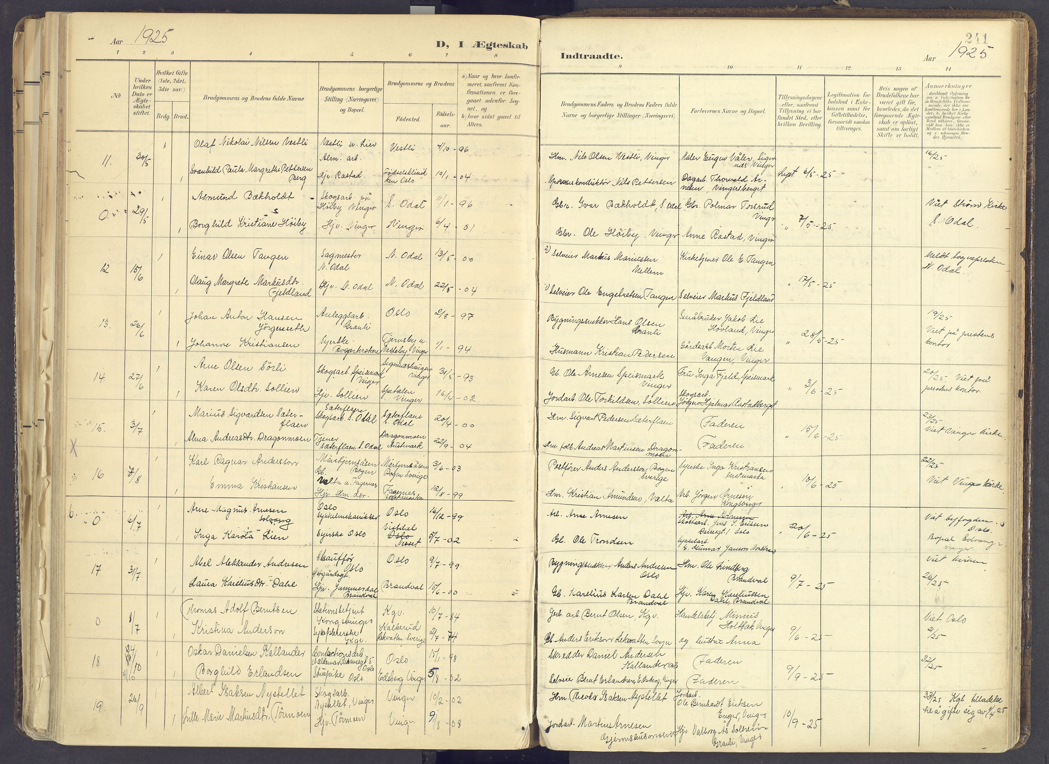 Vinger prestekontor, AV/SAH-PREST-024/H/Ha/Haa/L0017: Parish register (official) no. 17, 1901-1927, p. 241