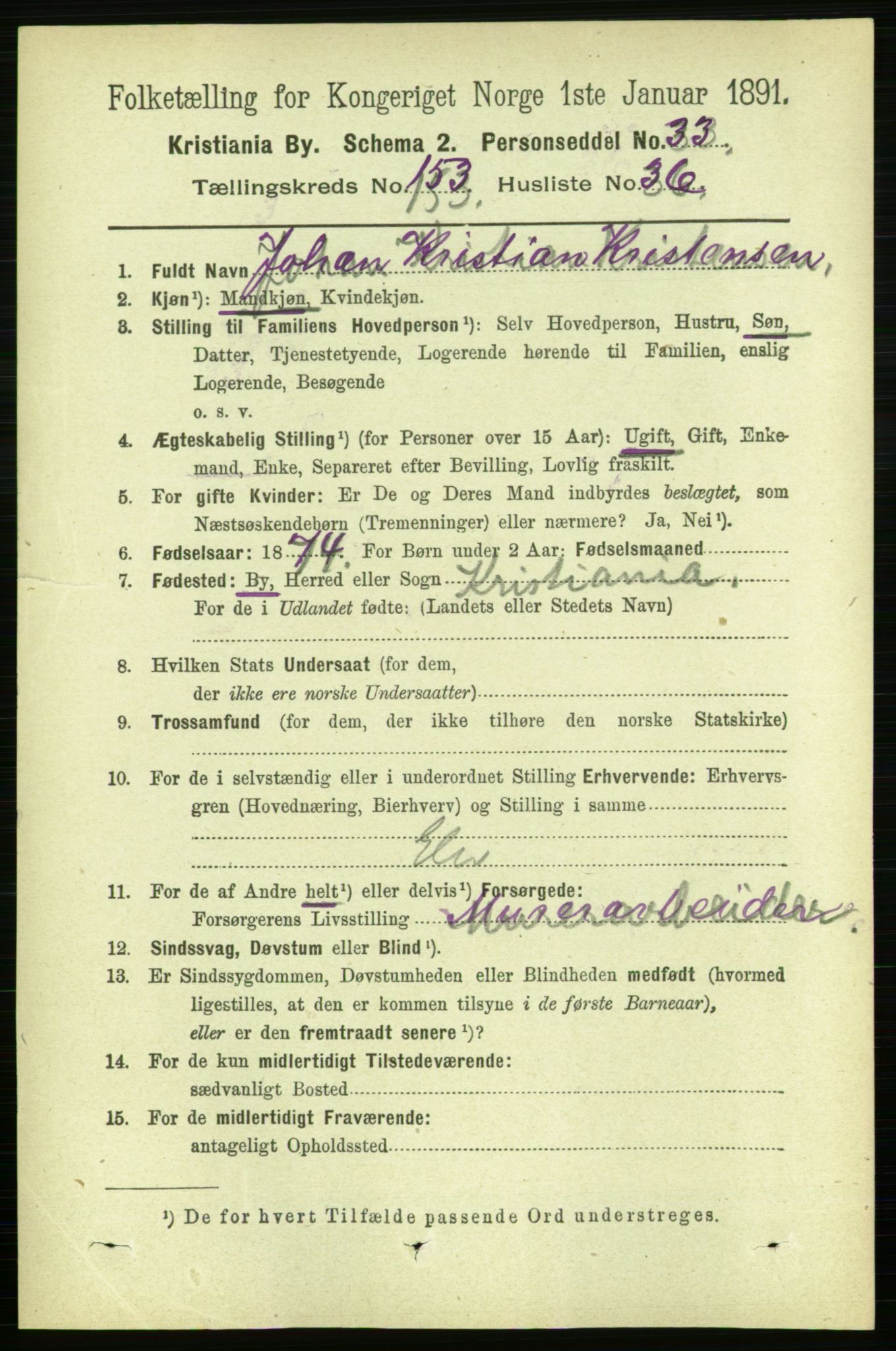 RA, 1891 census for 0301 Kristiania, 1891, p. 87099