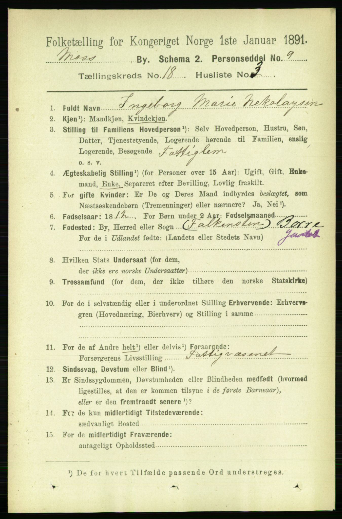 RA, 1891 census for 0104 Moss, 1891, p. 8207