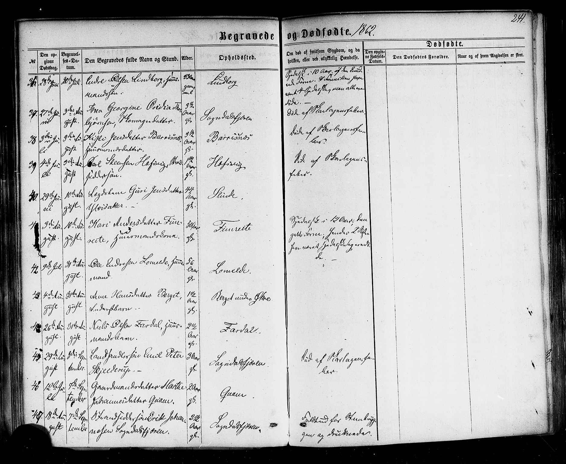 Sogndal sokneprestembete, AV/SAB-A-81301/H/Haa/Haaa/L0013: Parish register (official) no. A 13, 1859-1877, p. 241