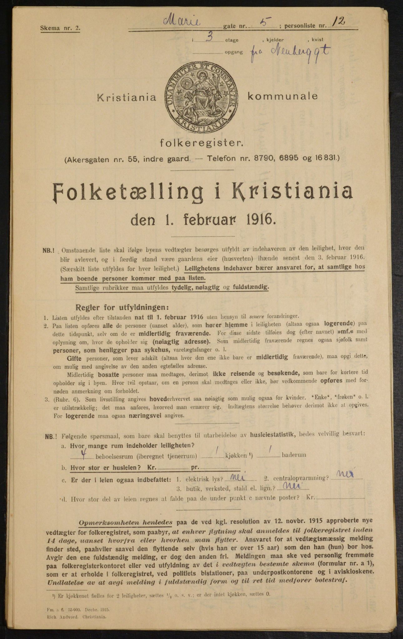 OBA, Municipal Census 1916 for Kristiania, 1916, p. 64233