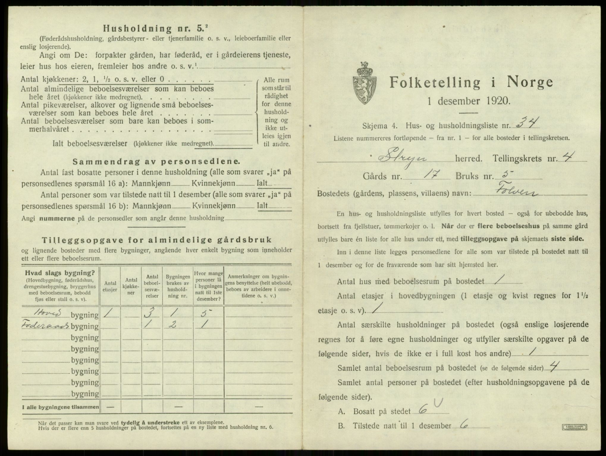 SAB, 1920 census for Stryn, 1920, p. 230