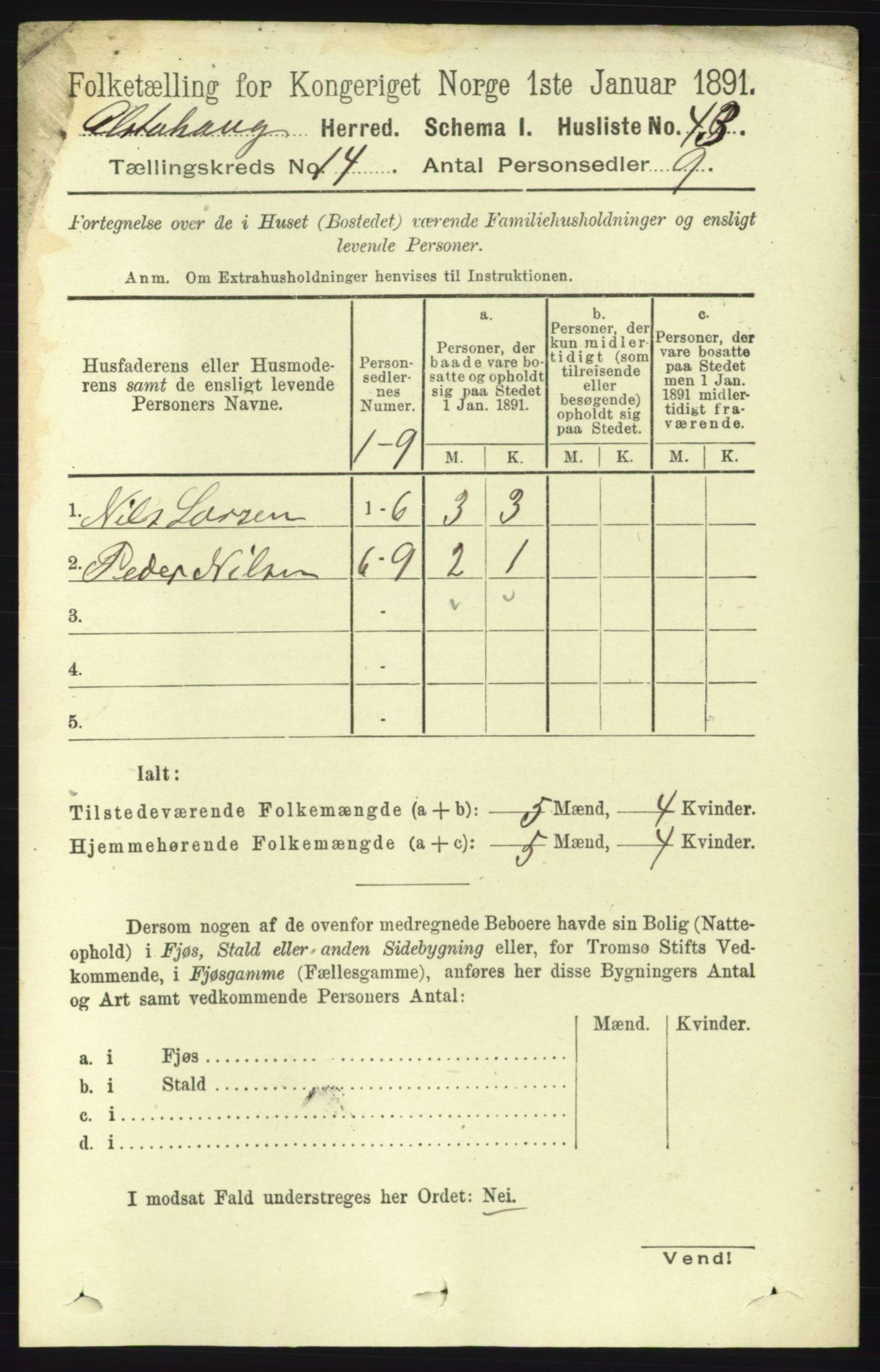 RA, 1891 census for 1820 Alstahaug, 1891, p. 4929