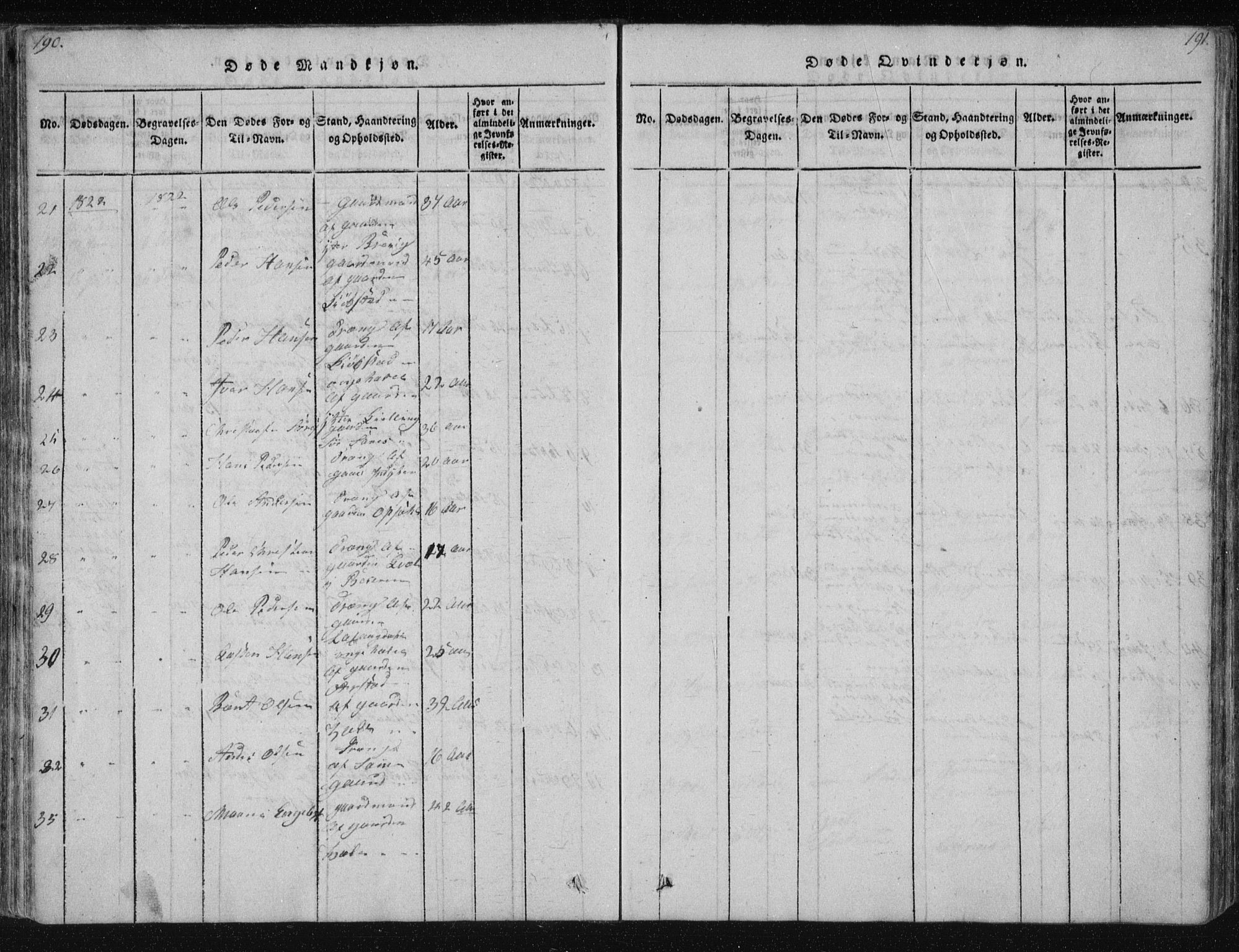 Ministerialprotokoller, klokkerbøker og fødselsregistre - Nordland, AV/SAT-A-1459/805/L0096: Parish register (official) no. 805A03, 1820-1837, p. 190-191