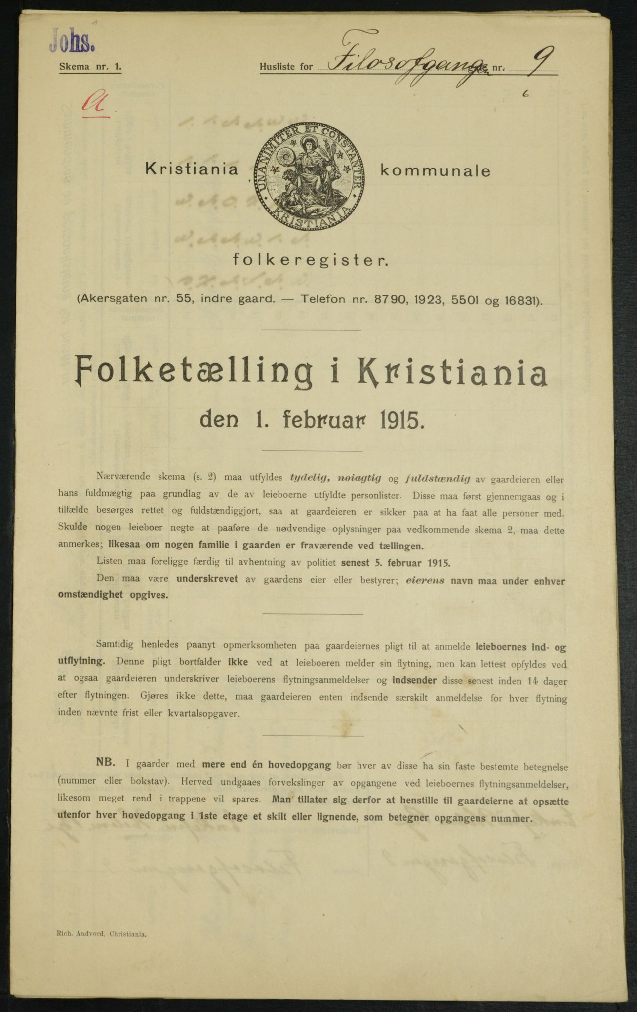 OBA, Municipal Census 1915 for Kristiania, 1915, p. 23803