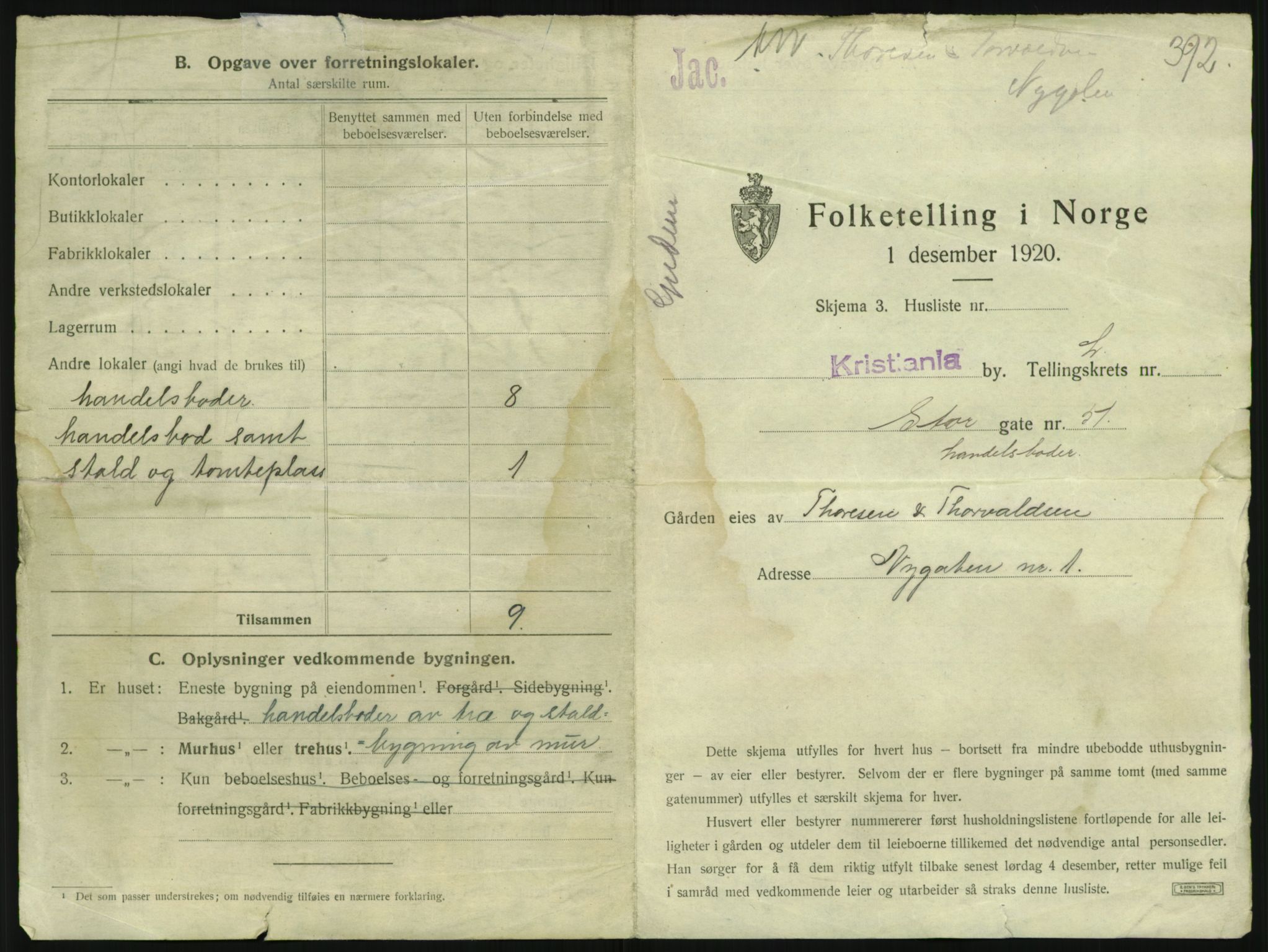 SAO, 1920 census for Kristiania, 1920, p. 105461