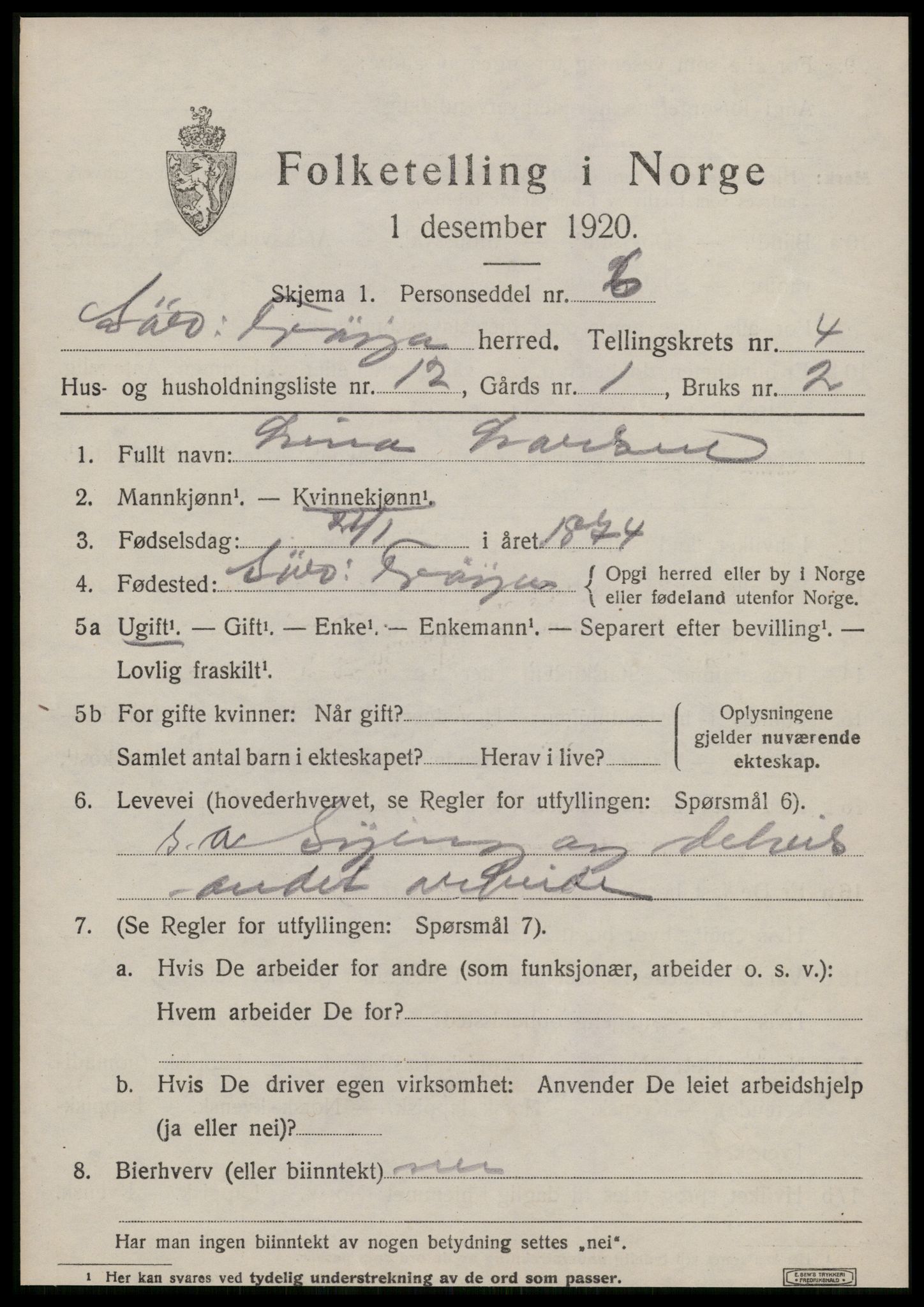 SAT, 1920 census for Sør-Frøya, 1920, p. 3503