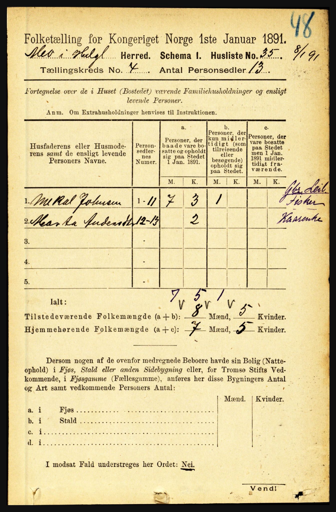 RA, 1891 census for 1833 Mo, 1891, p. 1618