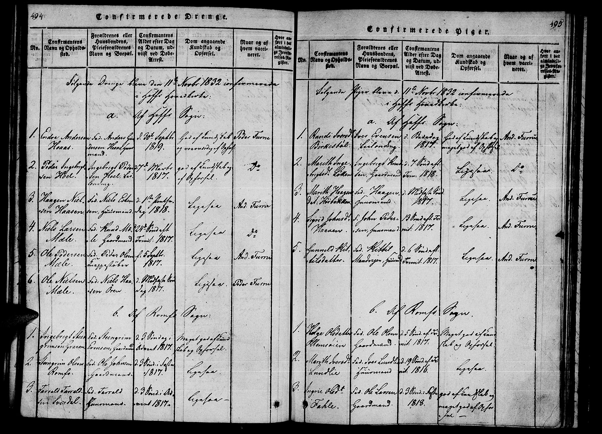 Ministerialprotokoller, klokkerbøker og fødselsregistre - Møre og Romsdal, SAT/A-1454/590/L1009: Parish register (official) no. 590A03 /1, 1819-1832, p. 494-495