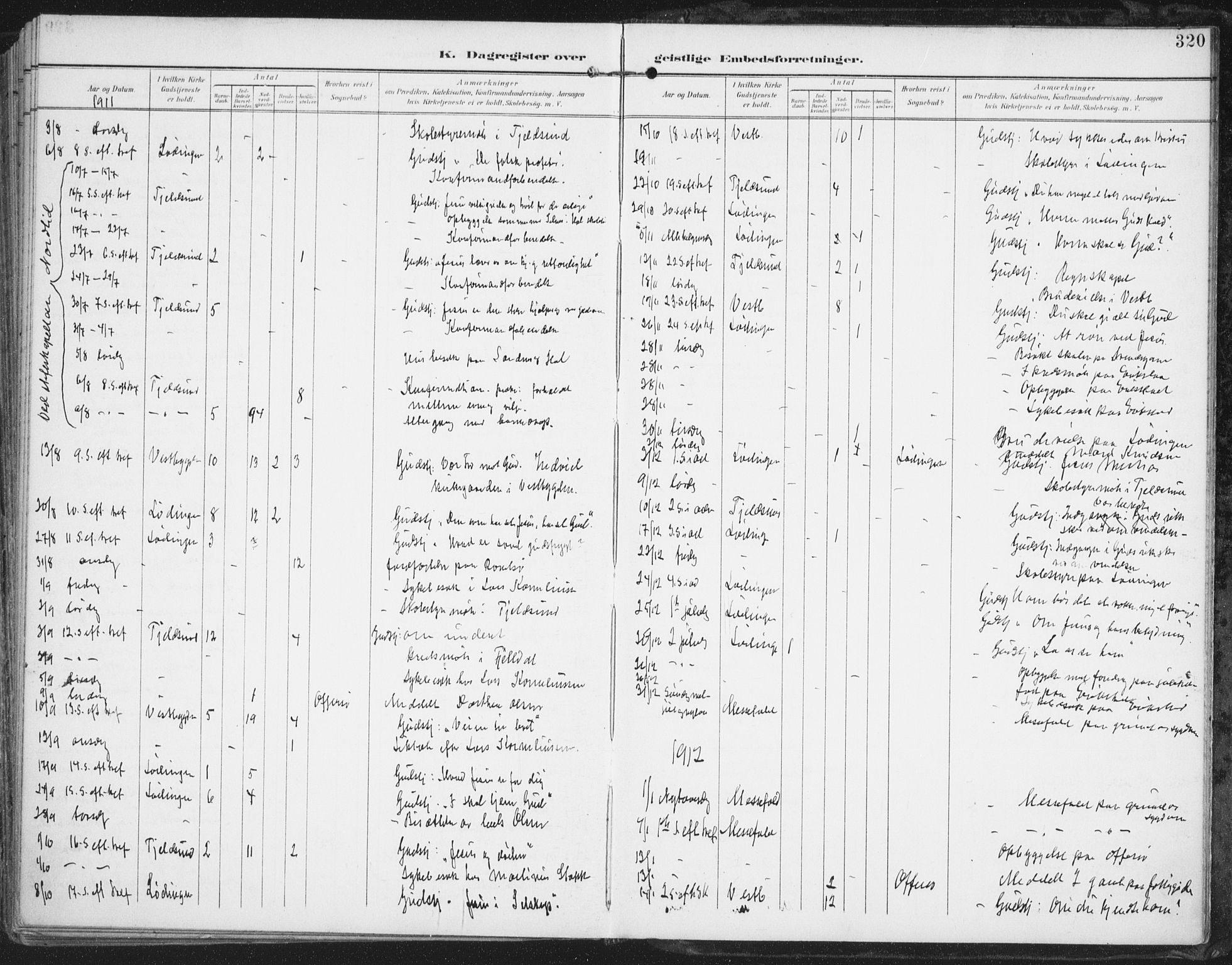 Ministerialprotokoller, klokkerbøker og fødselsregistre - Nordland, AV/SAT-A-1459/872/L1036: Parish register (official) no. 872A11, 1897-1913, p. 320