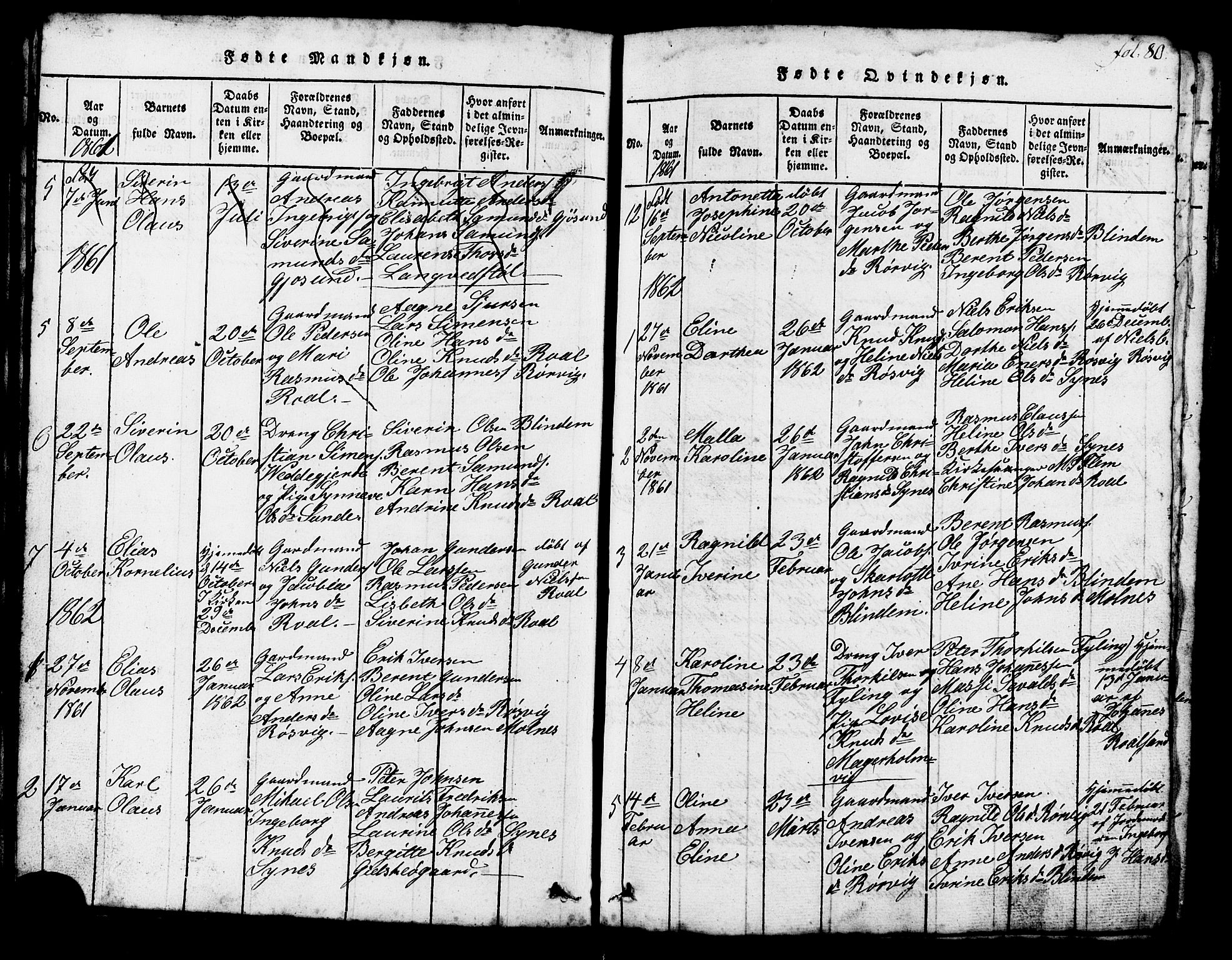Ministerialprotokoller, klokkerbøker og fødselsregistre - Møre og Romsdal, SAT/A-1454/537/L0520: Parish register (copy) no. 537C01, 1819-1868, p. 80