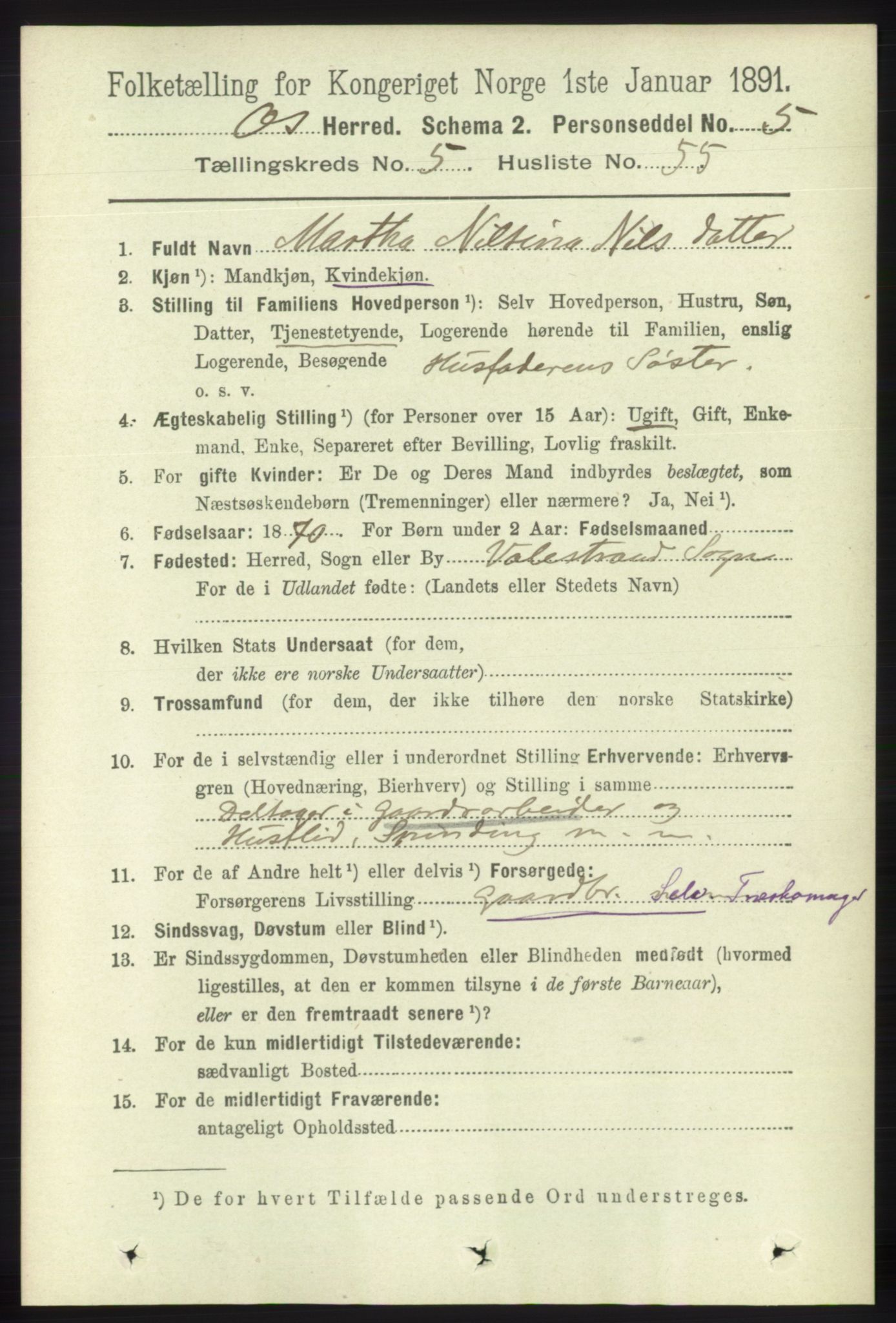 RA, 1891 census for 1243 Os, 1891, p. 1269