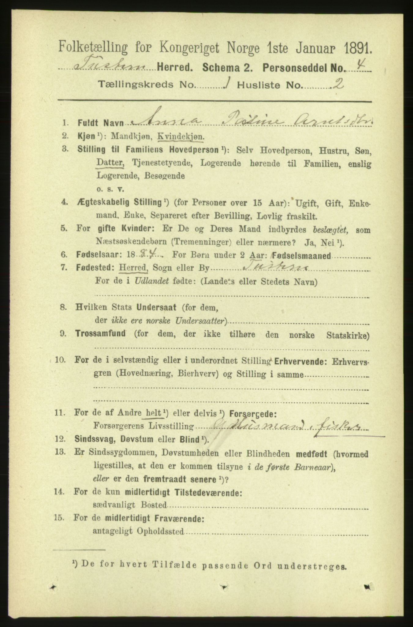 RA, 1891 census for 1572 Tustna, 1891, p. 108