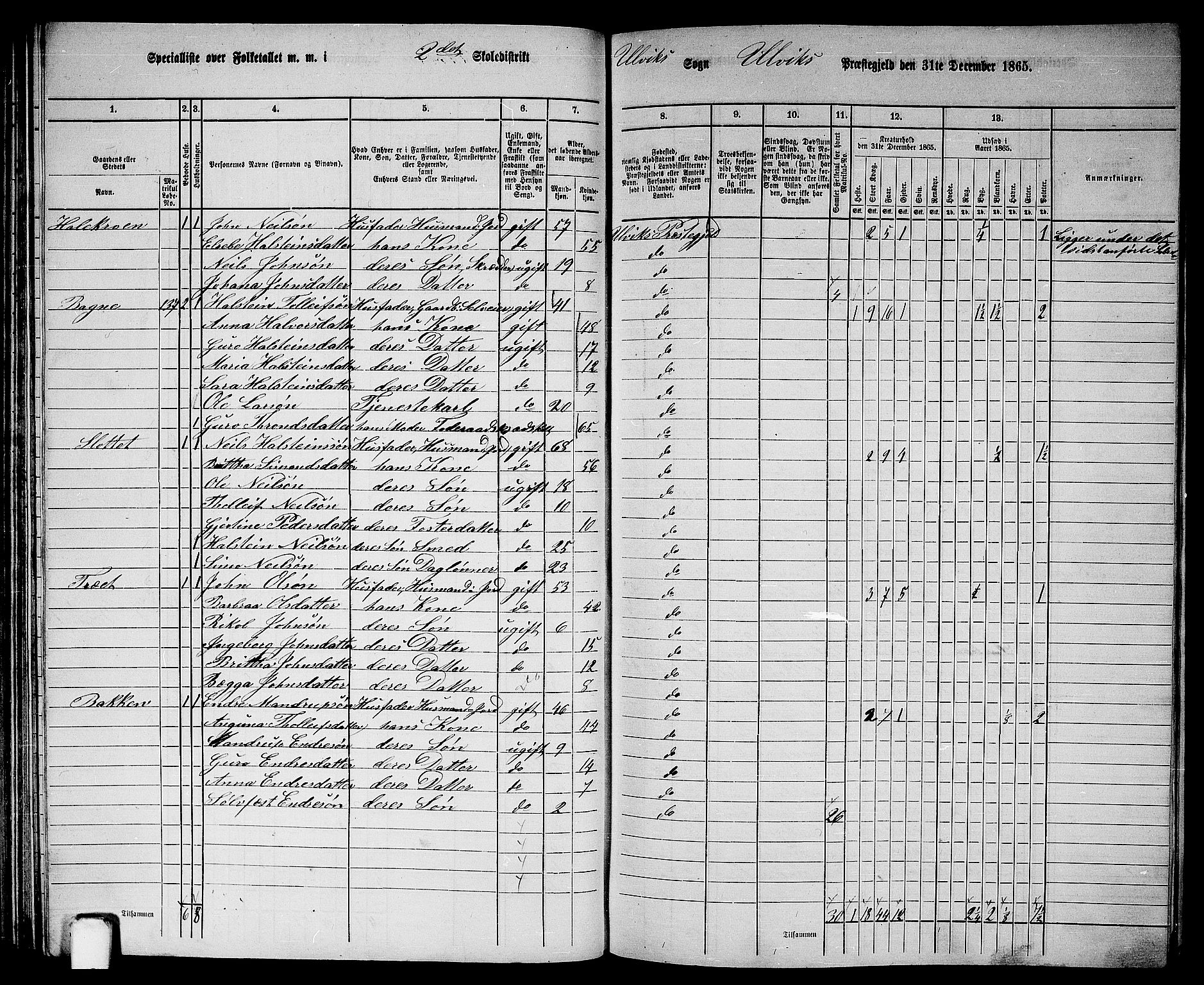 RA, 1865 census for Ulvik, 1865, p. 54