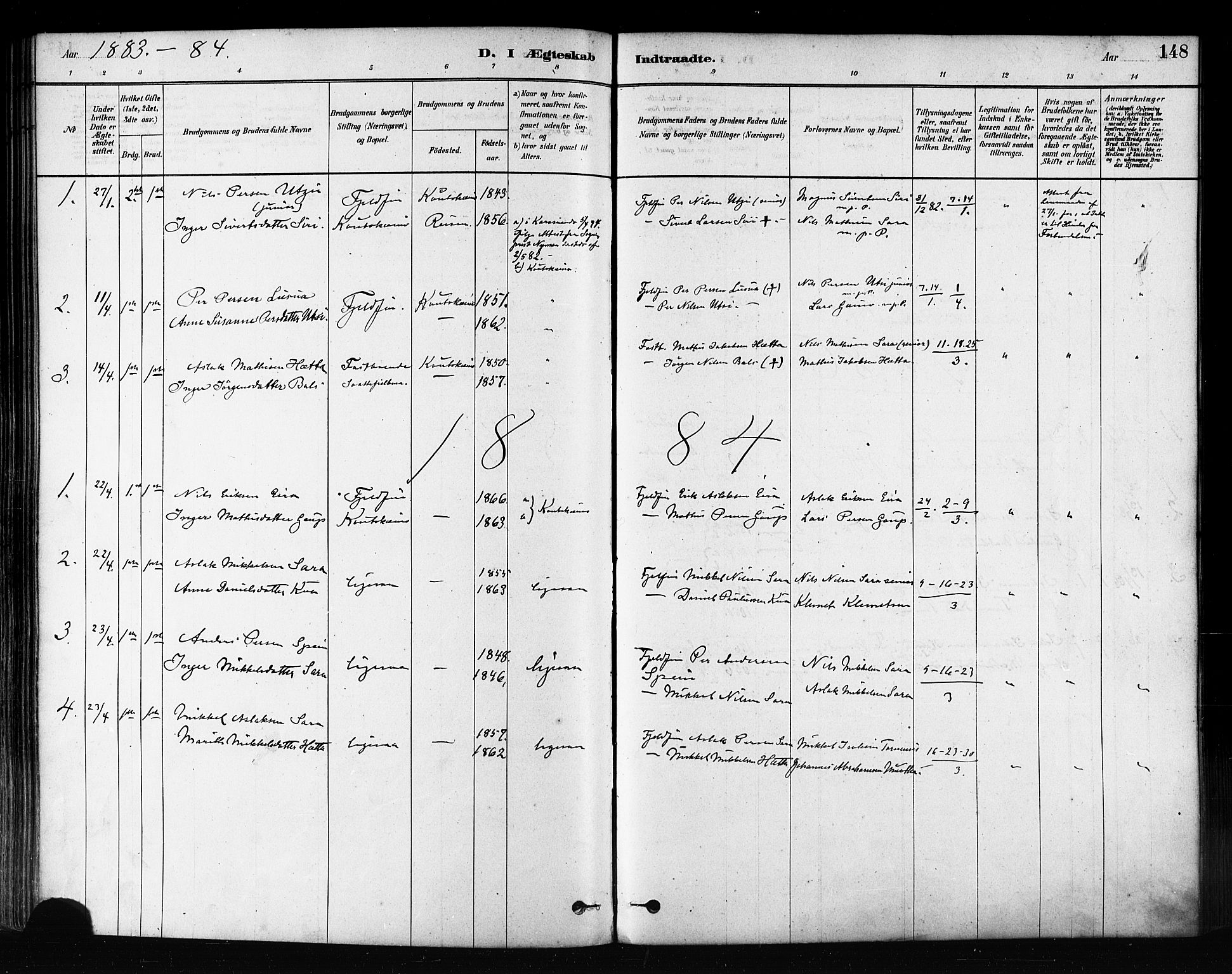 Kautokeino sokneprestembete, AV/SATØ-S-1340/H/Ha/L0004.kirke: Parish register (official) no. 4, 1877-1896, p. 148