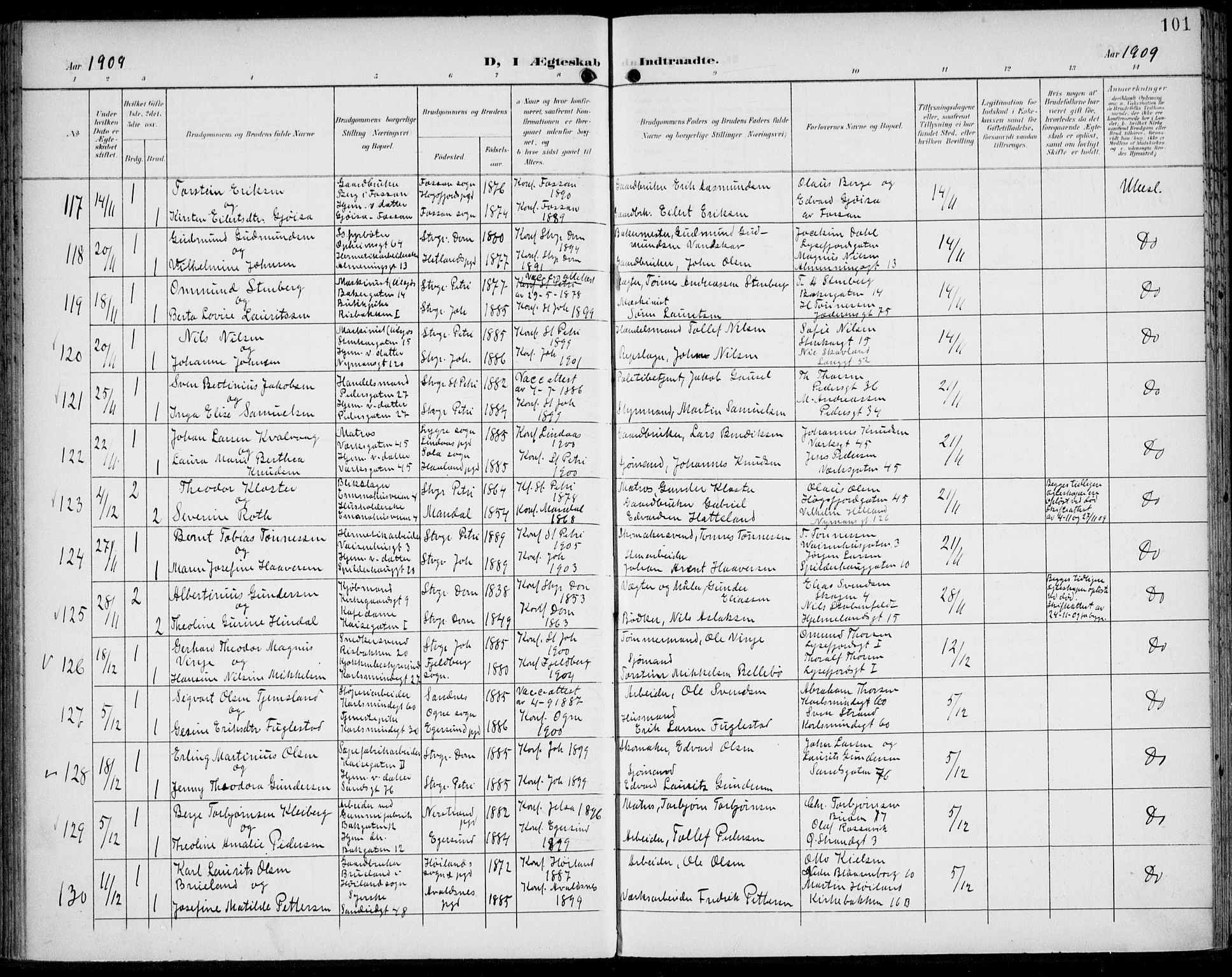 St. Johannes sokneprestkontor, SAST/A-101814/002/B/L0001: Parish register (official) no. A 8, 1899-1917, p. 101