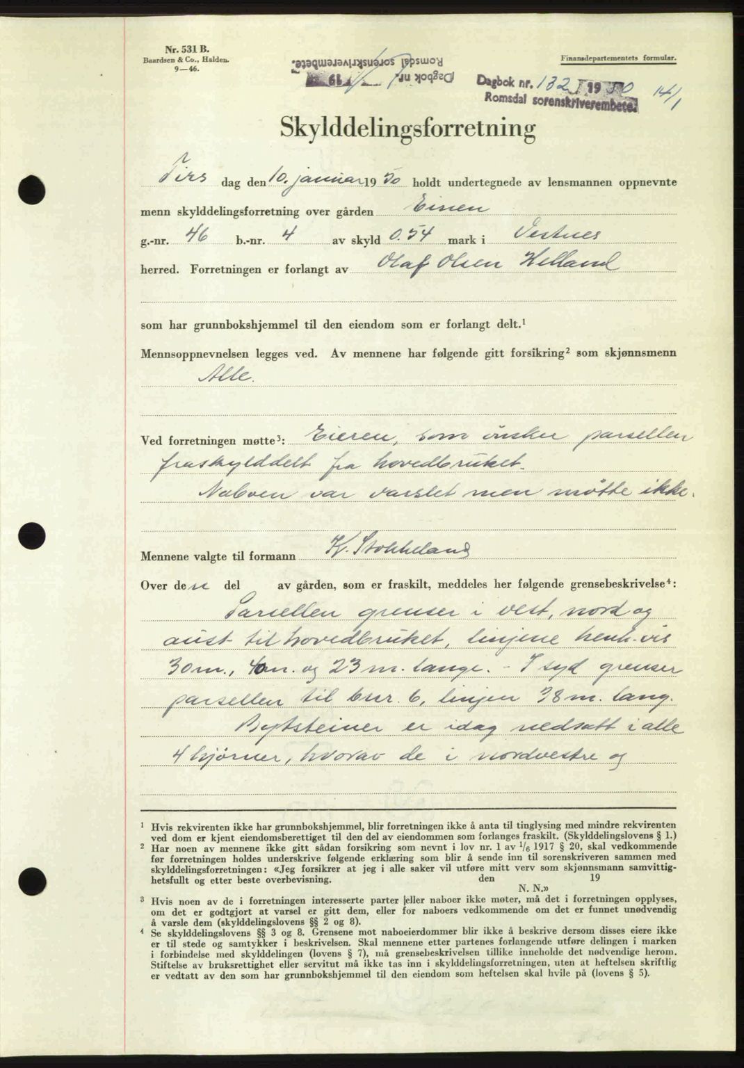 Romsdal sorenskriveri, AV/SAT-A-4149/1/2/2C: Mortgage book no. A32, 1950-1950, Diary no: : 132/1950