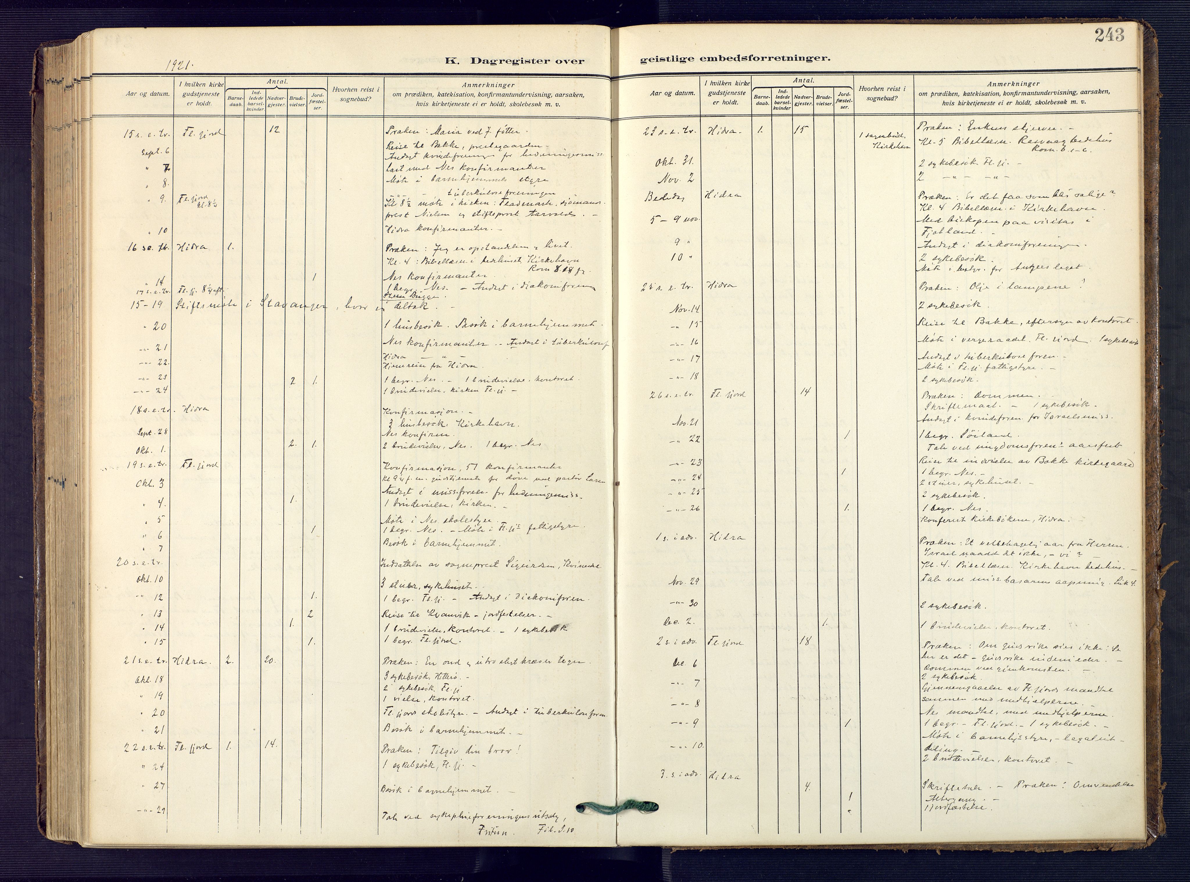Flekkefjord sokneprestkontor, SAK/1111-0012/F/Fa/Faa/L0003: Parish register (official) no. A 3, 1913-1928, p. 243