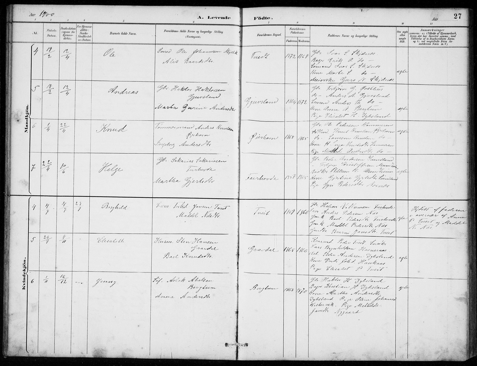 Strandebarm sokneprestembete, AV/SAB-A-78401/H/Hab: Parish register (copy) no. C  1, 1891-1913, p. 27