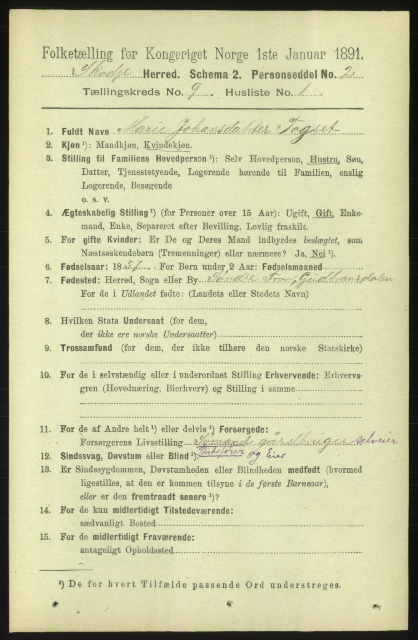 RA, 1891 census for 1529 Skodje, 1891, p. 1860