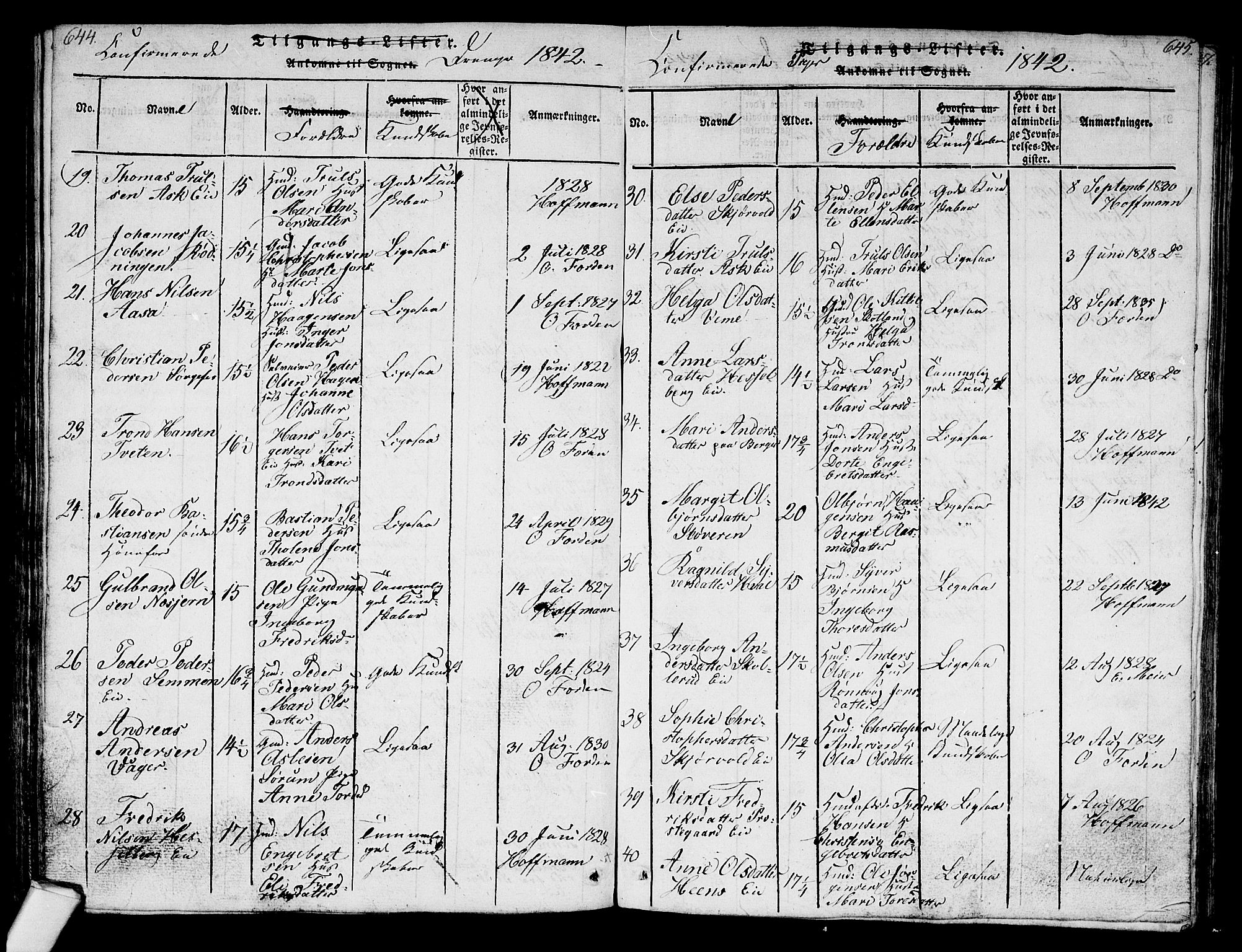Norderhov kirkebøker, AV/SAKO-A-237/G/Ga/L0003: Parish register (copy) no. I 3 /1, 1814-1876, p. 644-645