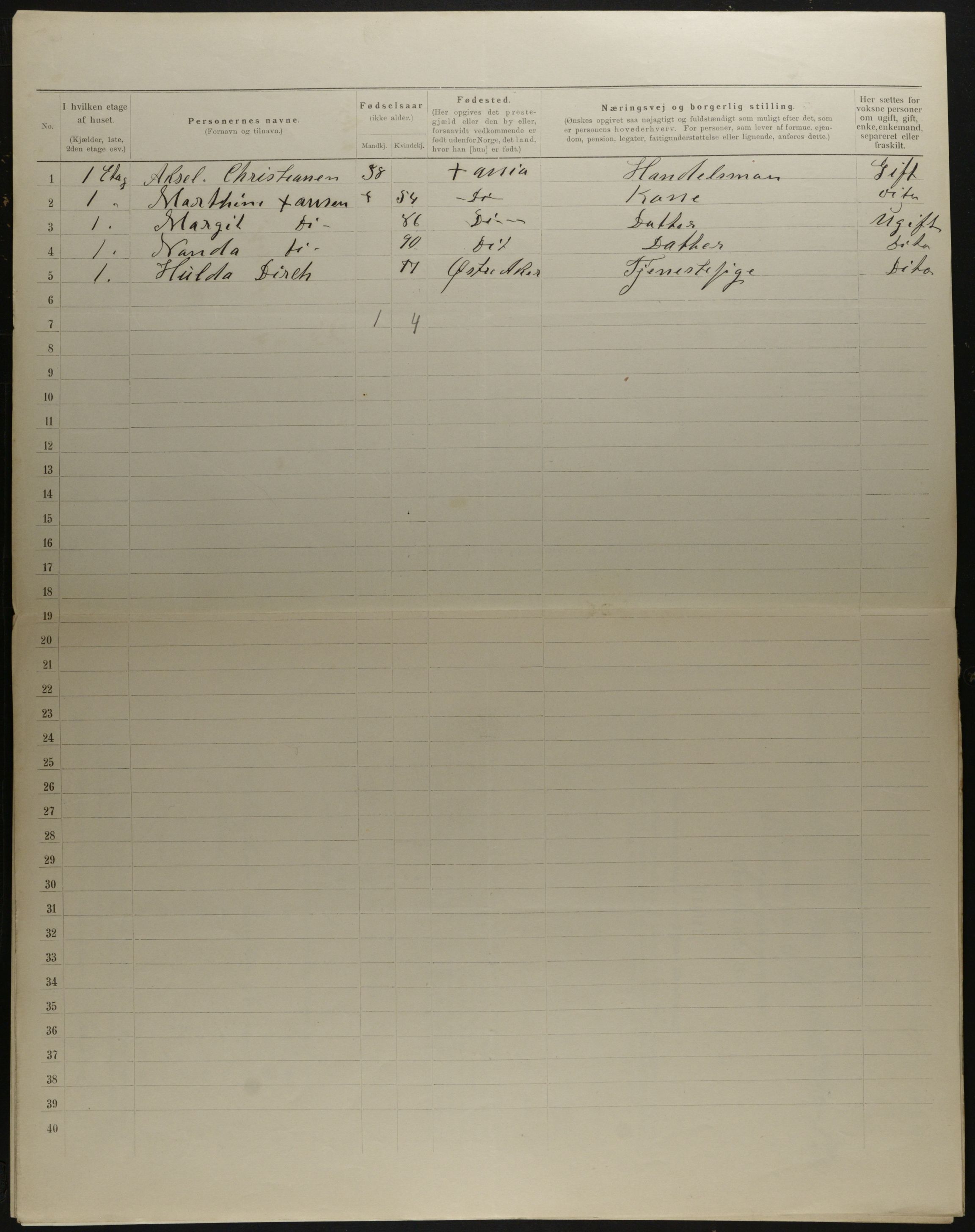 OBA, Municipal Census 1901 for Kristiania, 1901, p. 12698